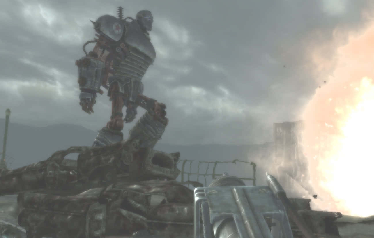 Liberty Prime, armored power armor suit, rubble, HD Desktop Wallpaper