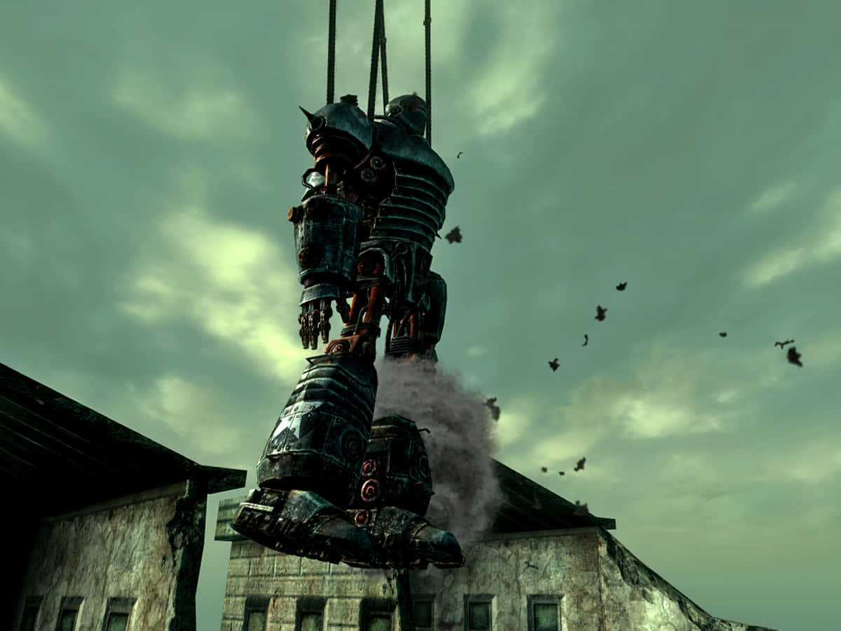 Liberty Prime, rust, suspended, SD Desktop Wallpaper