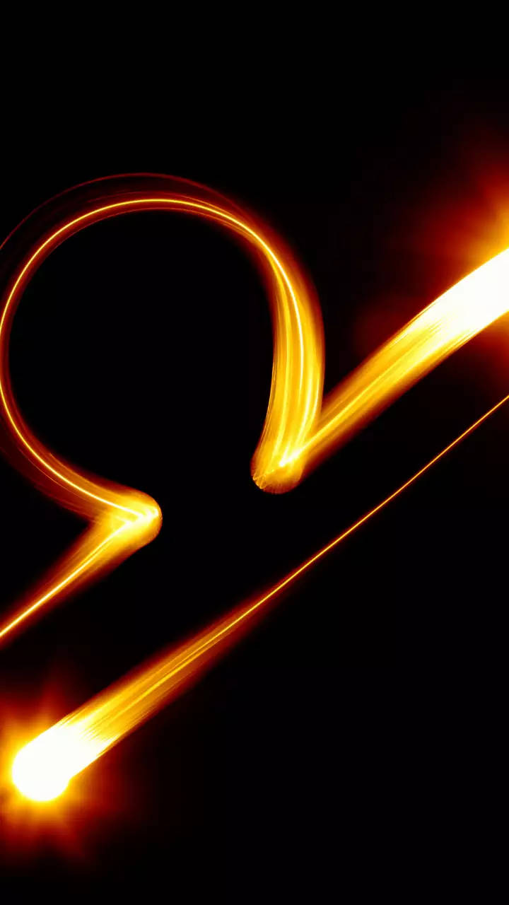 Libra, golden omega symbol, light trails, HD Phone Wallpaper