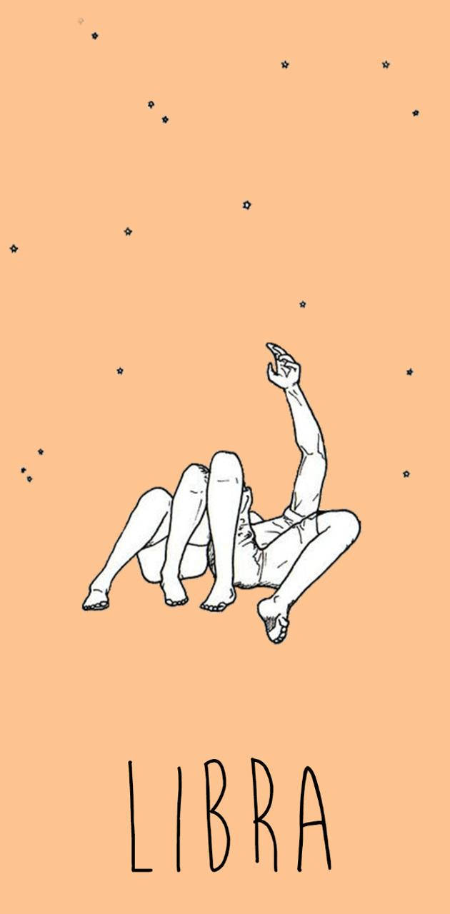 Libra, peach background, scattered stars, HD Phone Wallpaper