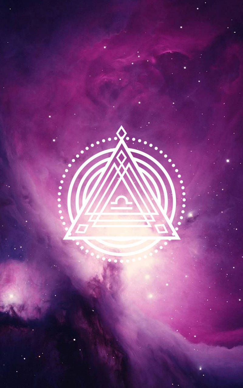 geometric Libra Zodiac, glowing white, swirling purple nebula, HD Phone Wallpaper