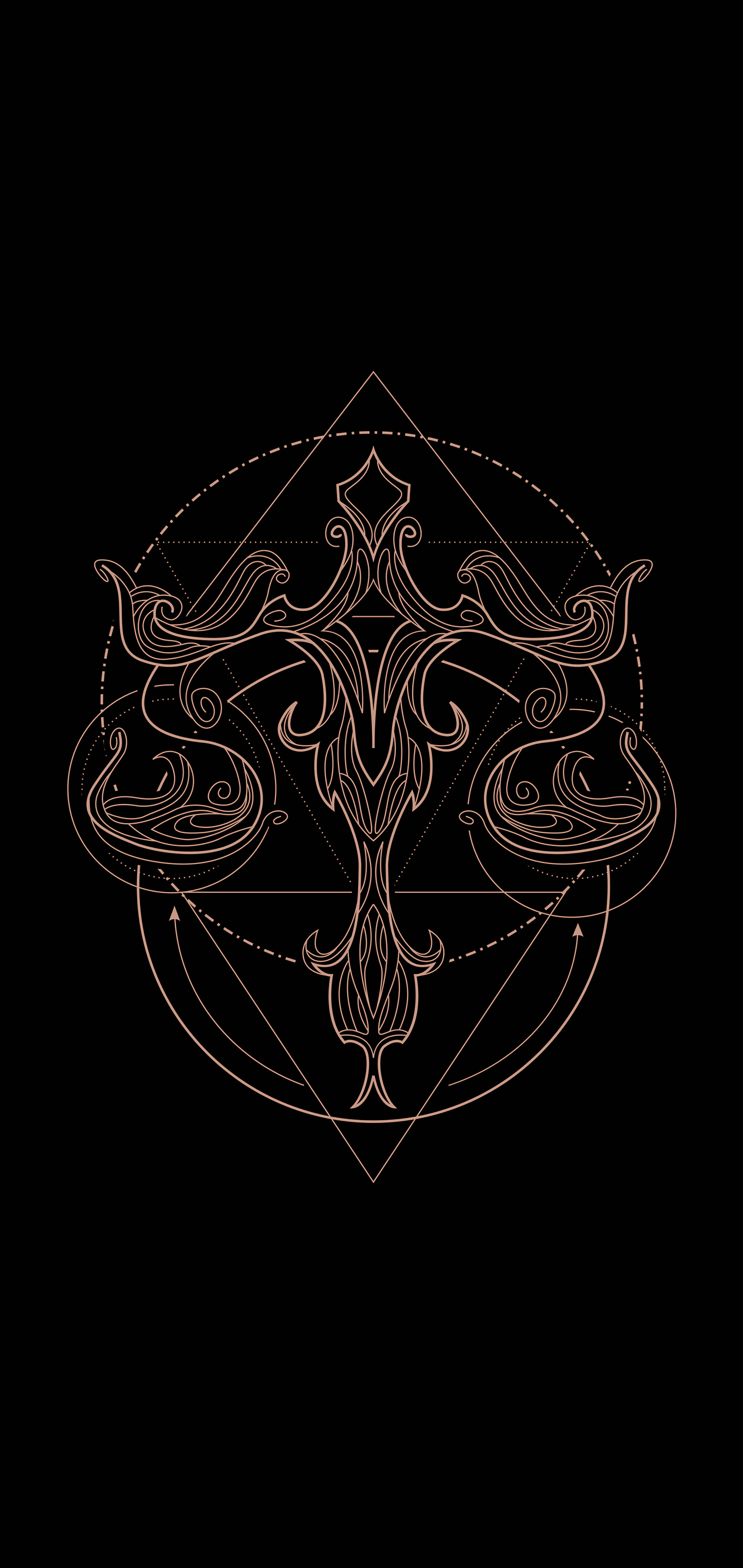Libra Zodiac, golden geometric symbol, swirling patterns, 5K Phone Wallpaper