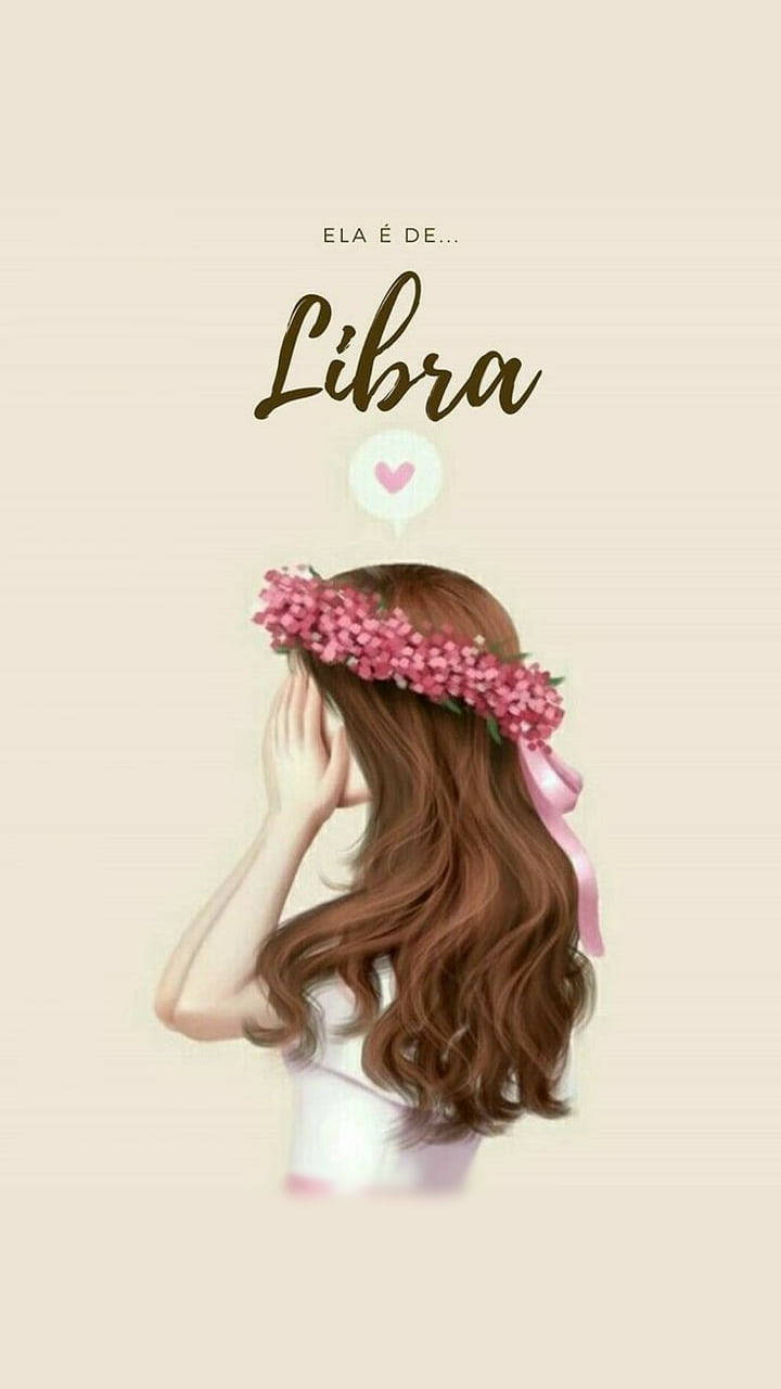 Libra Zodiac Girl, pink floral crown, long brown hair, HD Phone Wallpaper