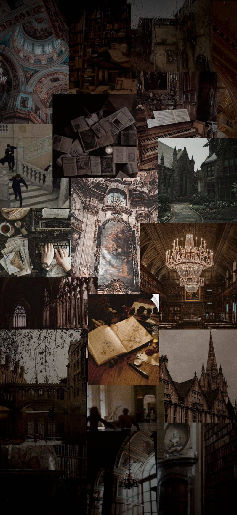 dark academia aesthetic, vintage gothic architecture, books, HD Phone Wallpaper