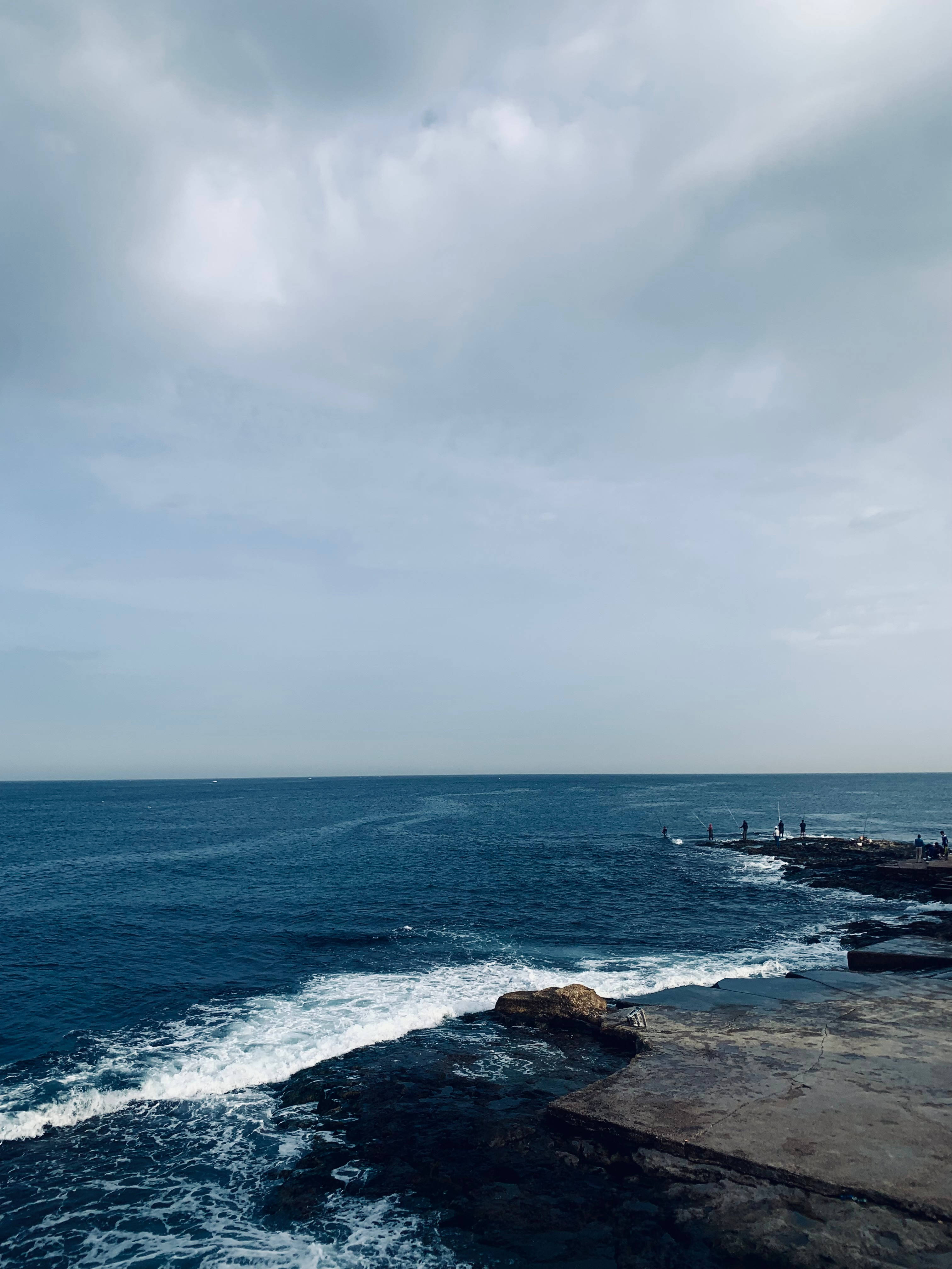 ocean waves, Libya, dark volcanic rocks, 4K Phone Wallpaper