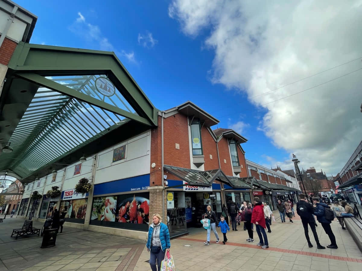 Lichfield, shopping area, clock structure, SD Desktop Wallpaper