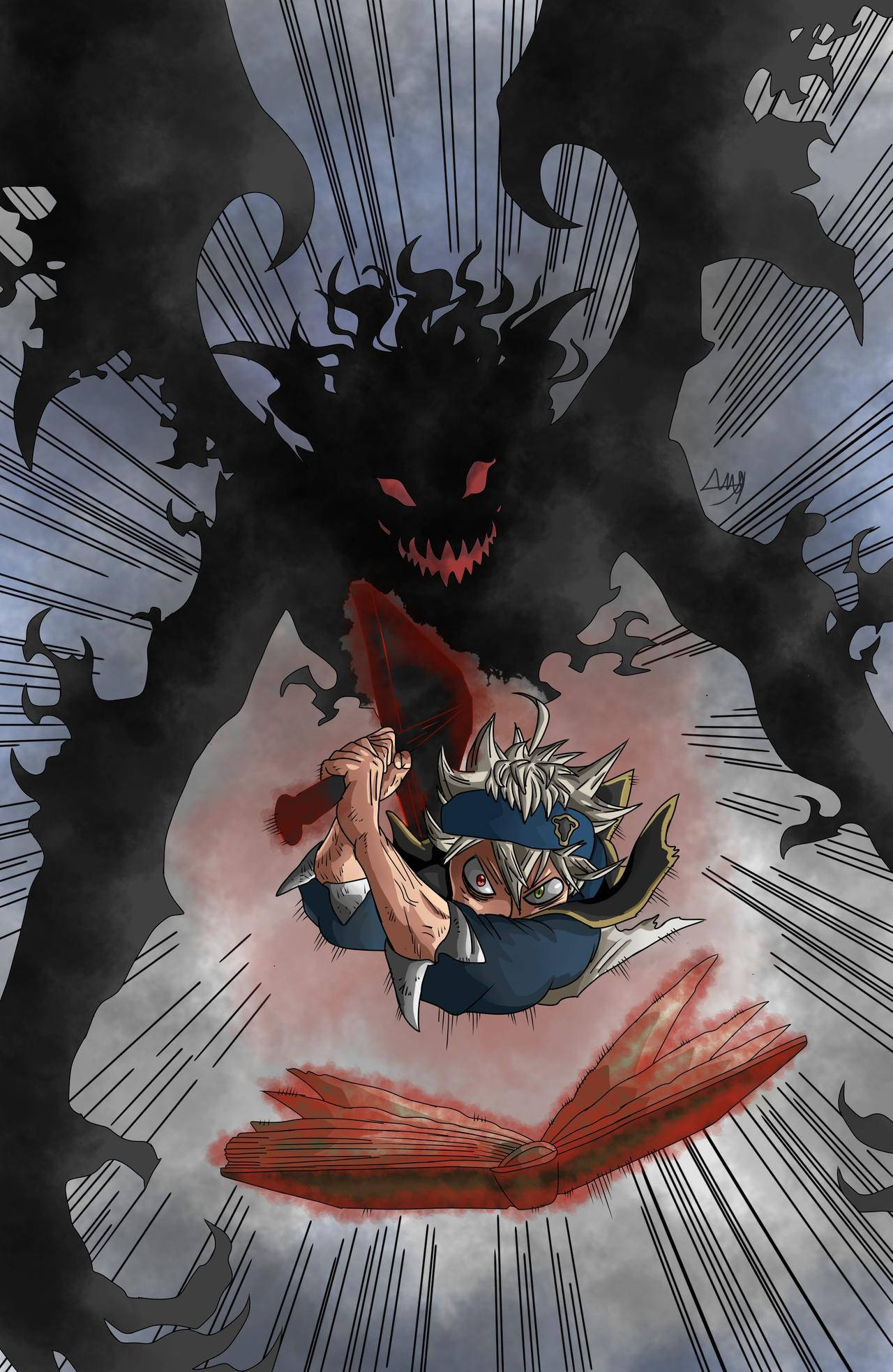 Liebe Black Clover, spiky-haired anime warrior, bloodied sword, Full HD Phone Wallpaper