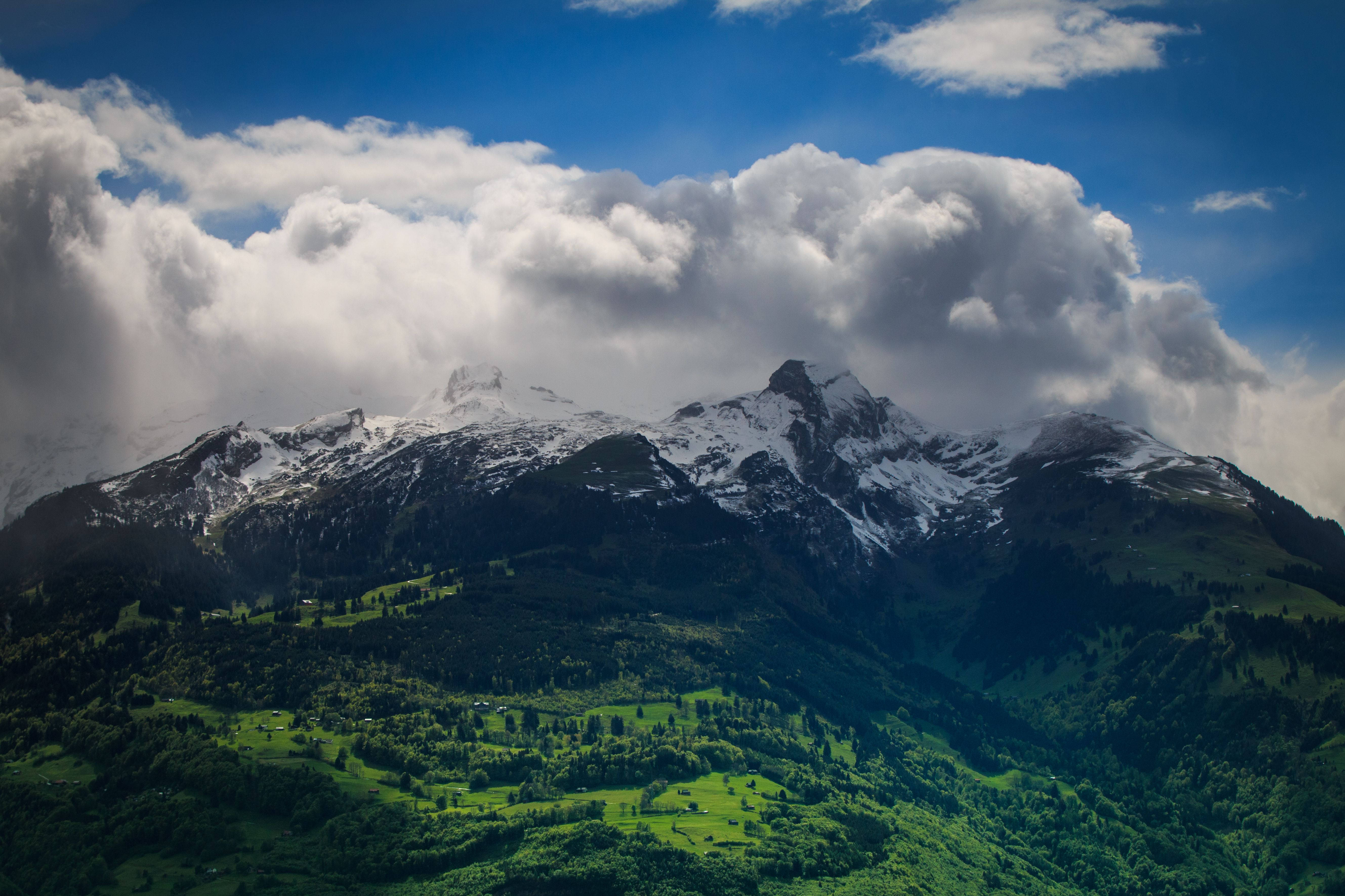 Liechtenstein, mountain, clouds, 5K Desktop Wallpaper