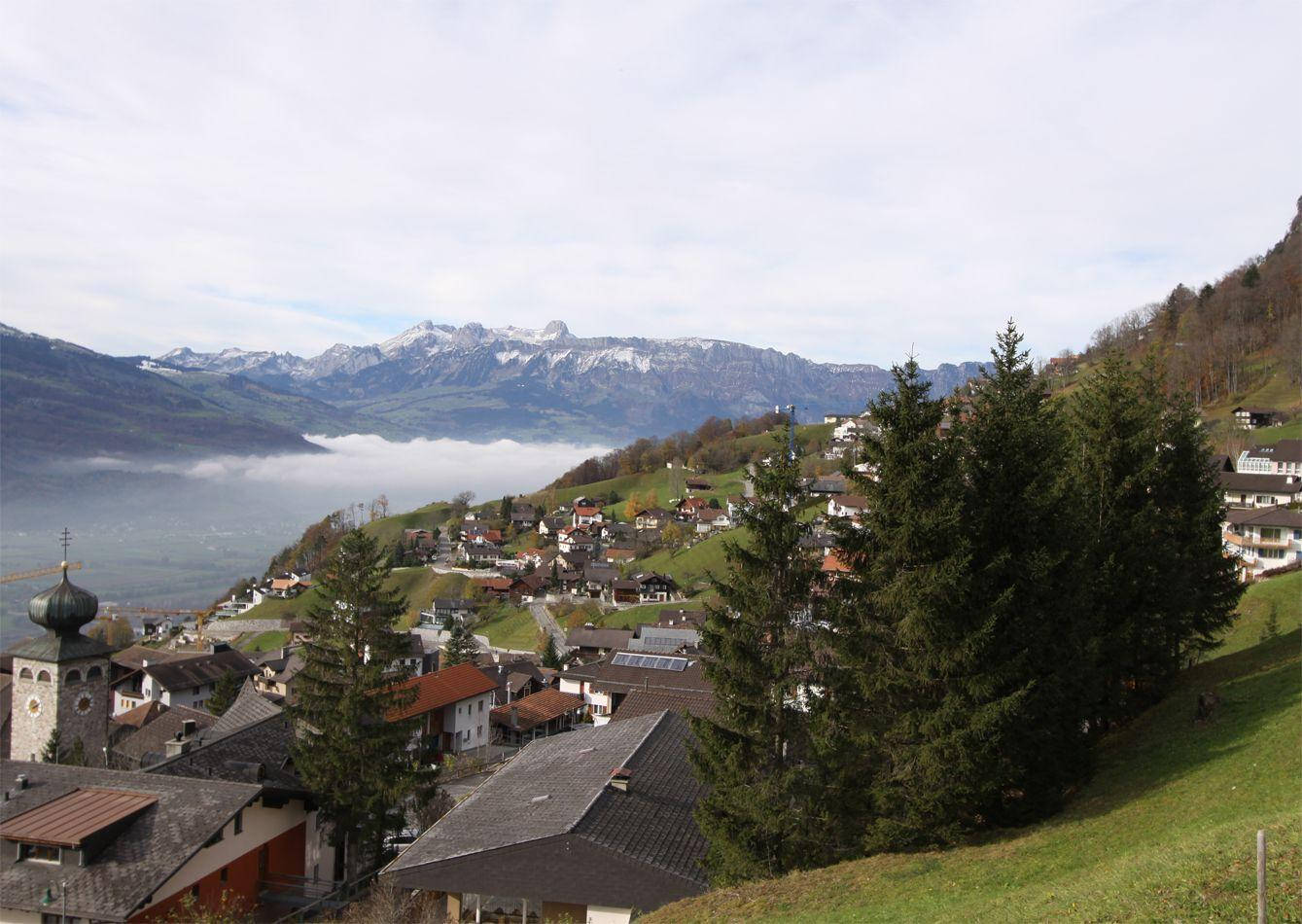 Liechtenstein, alpine village, grassy hillside, HD Desktop Wallpaper