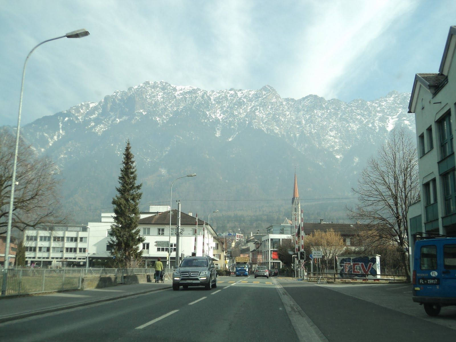 Liechtenstein, snow-capped mountains, bright sky, HD Desktop Wallpaper