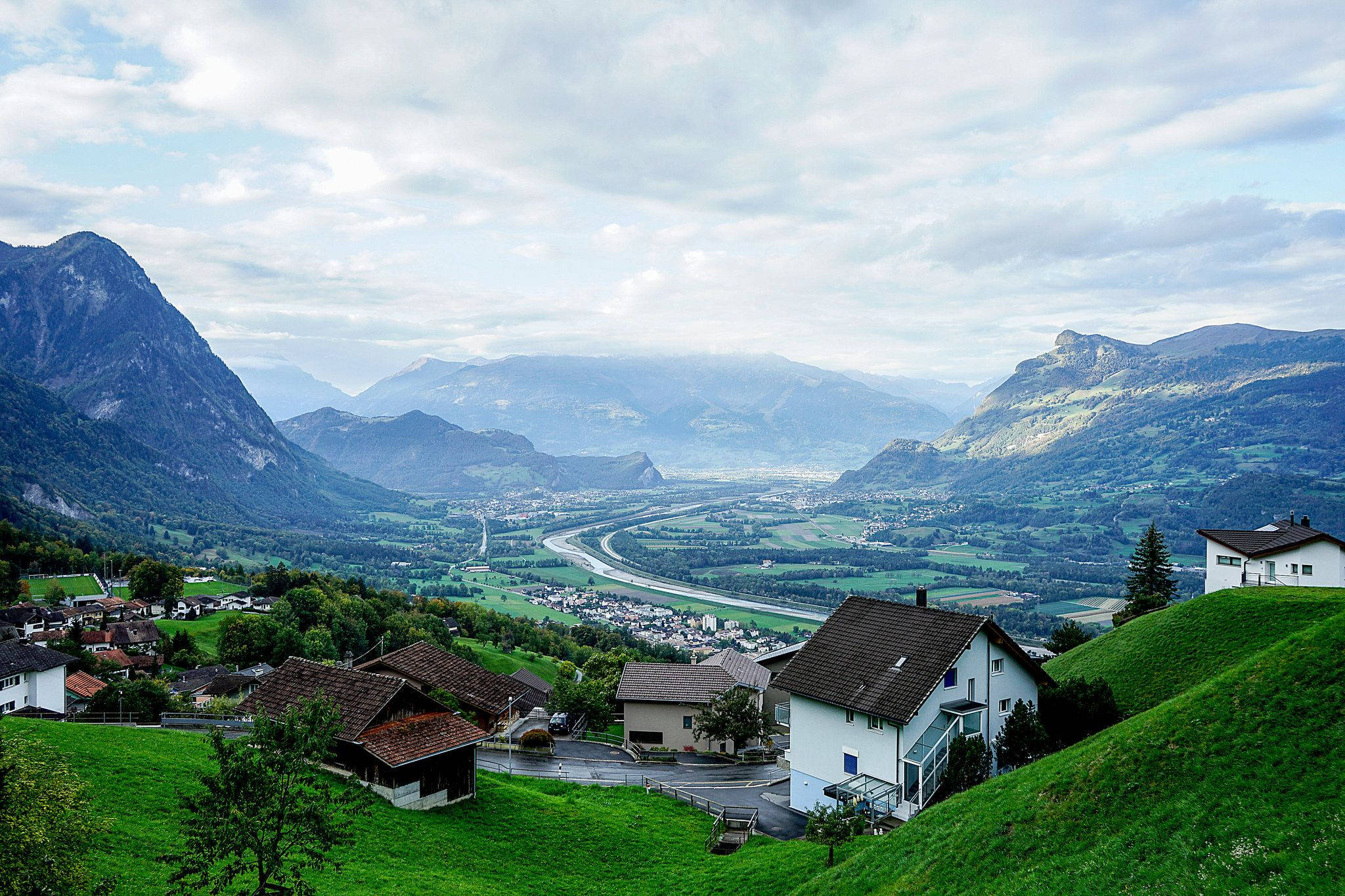 Liechtenstein, countryside landscape, scenic valley view, Full HD Desktop Wallpaper