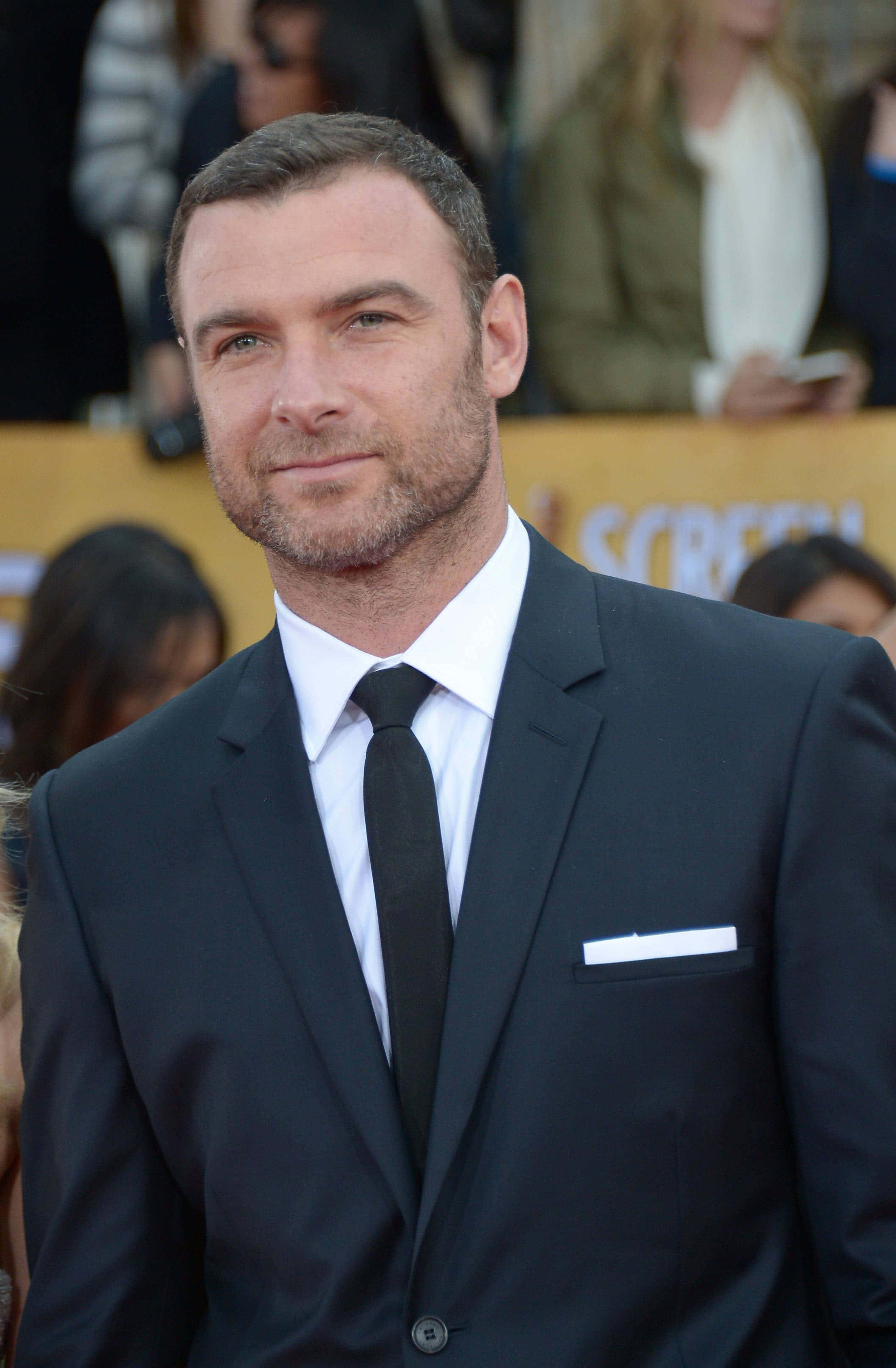 Liev Schreiber, black suit, tie, 4K Phone Wallpaper