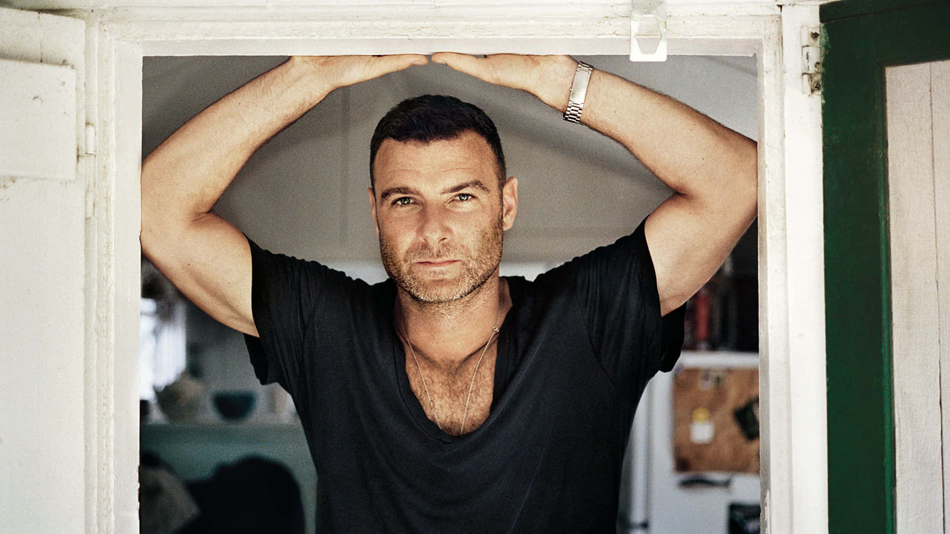Liev Schreiber, weathered white doorway, sunlit room, Full HD Desktop Wallpaper