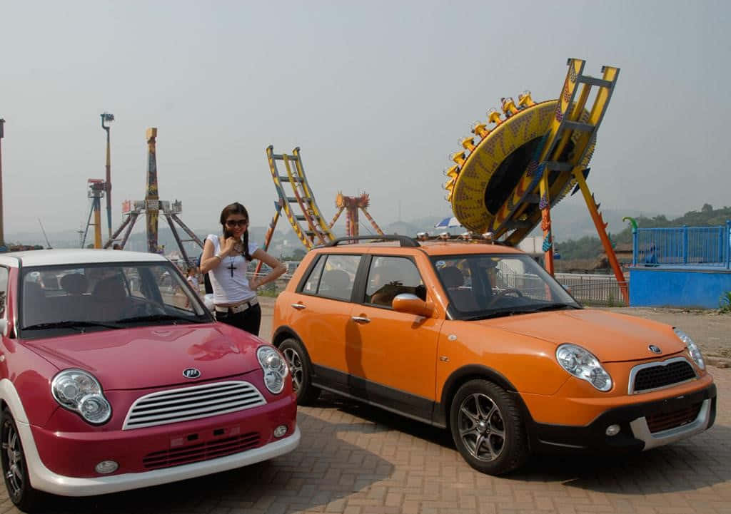 Lifan 320, vivid red color, brick pavement, SD Desktop Wallpaper