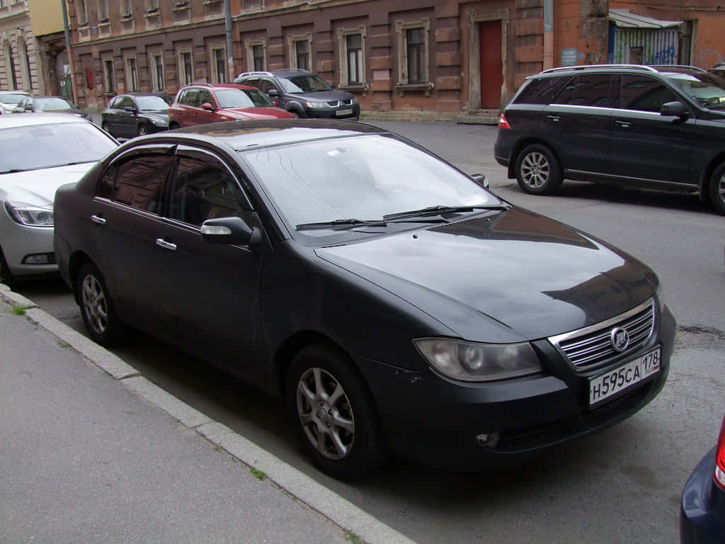Lifan 620, sleek black sedan, city street, SD Desktop Wallpaper