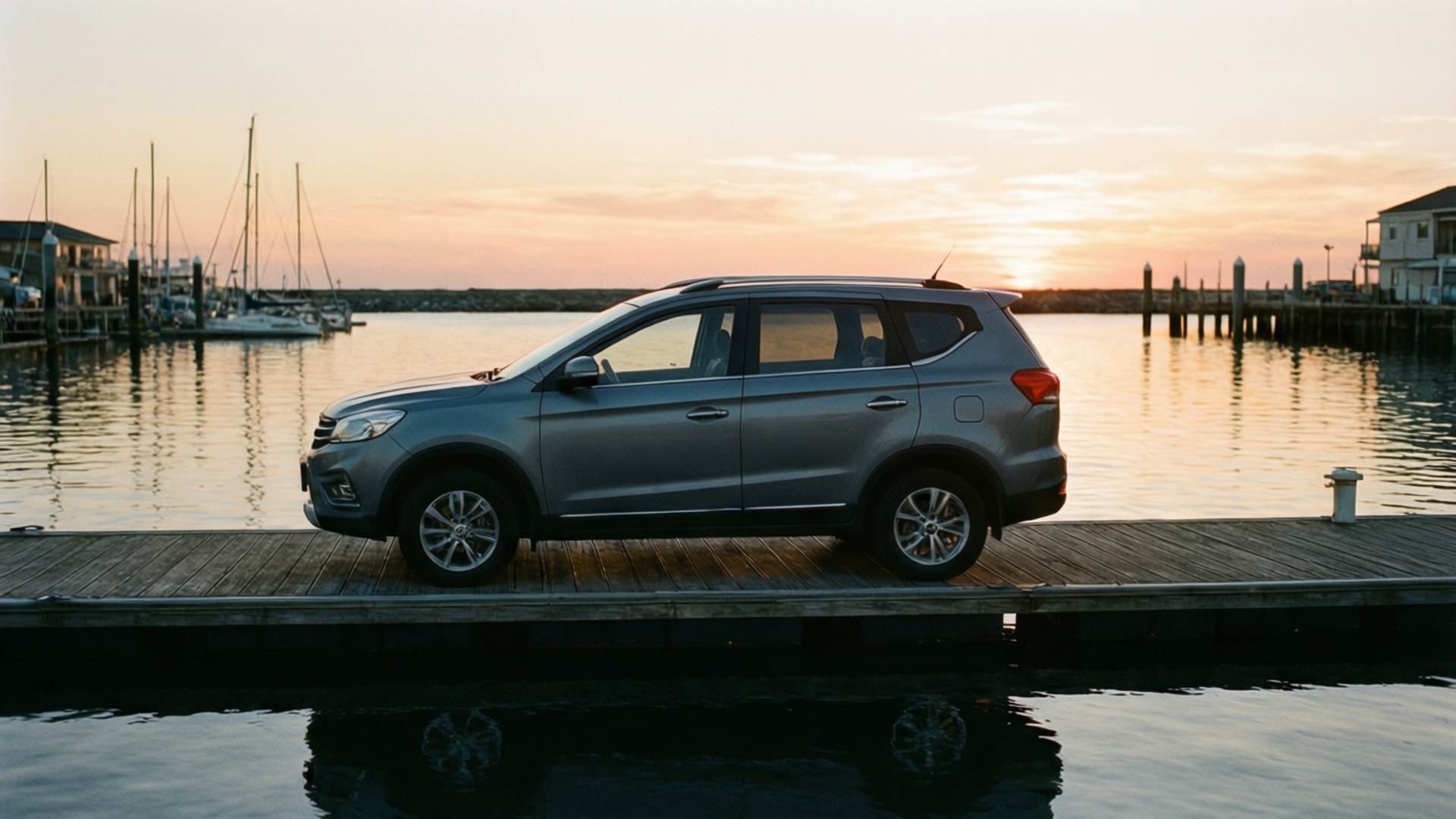 Lifan X60, sunset, waterfront, Full HD Desktop Wallpaper