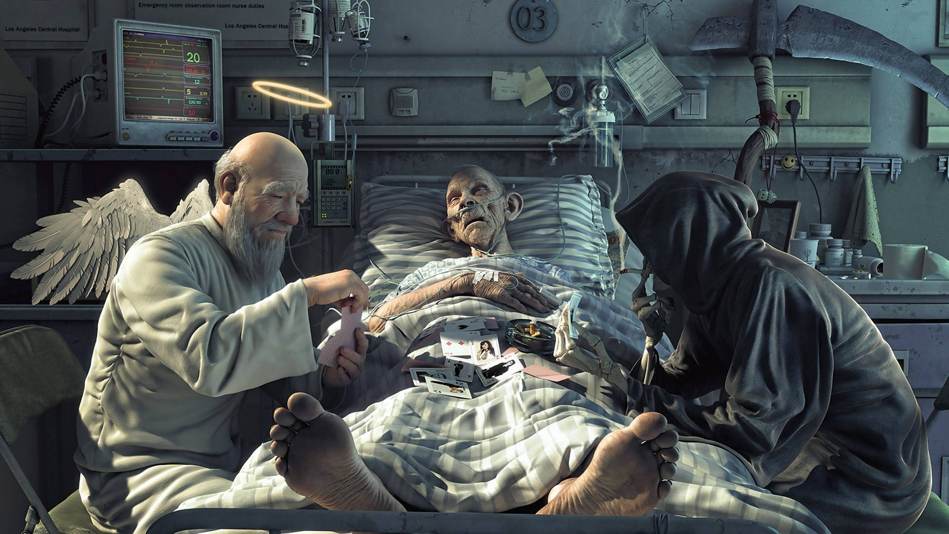 Life And Death, angel, grim reaper, Full HD Desktop Wallpaper