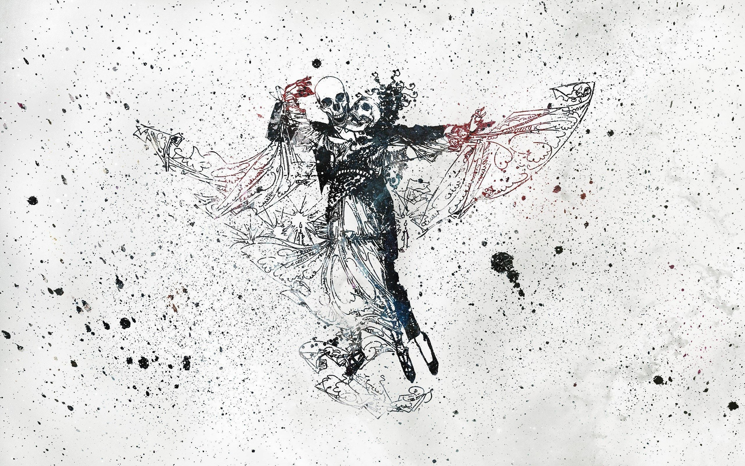 Life And Death, skeletal figure, ornate wings, 2K Desktop Wallpaper