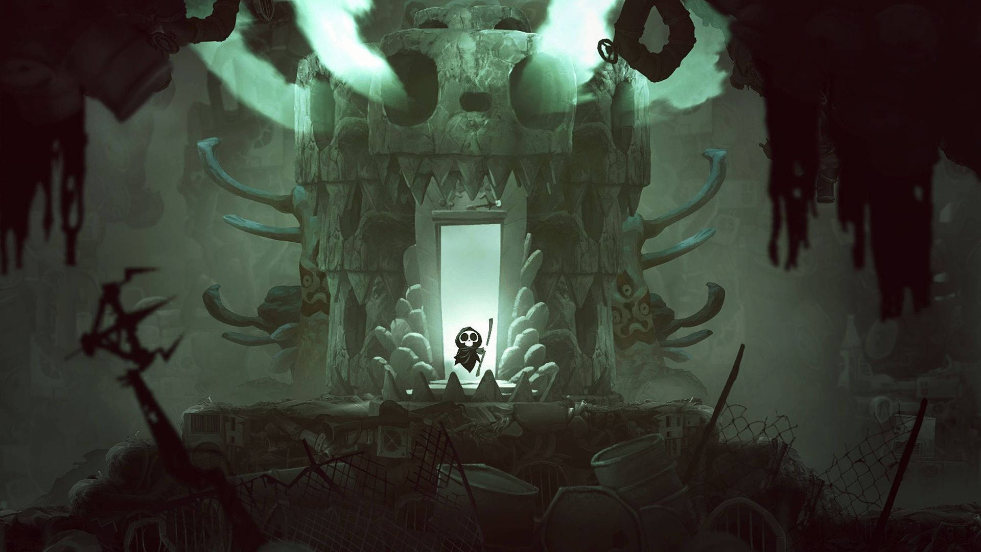 Life And Death, stick figure, glowing doorway, Full HD Desktop Wallpaper