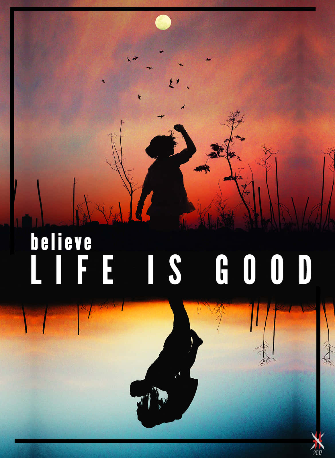 Life Is Good, silhouette, vibrant sunset, HD Phone Wallpaper