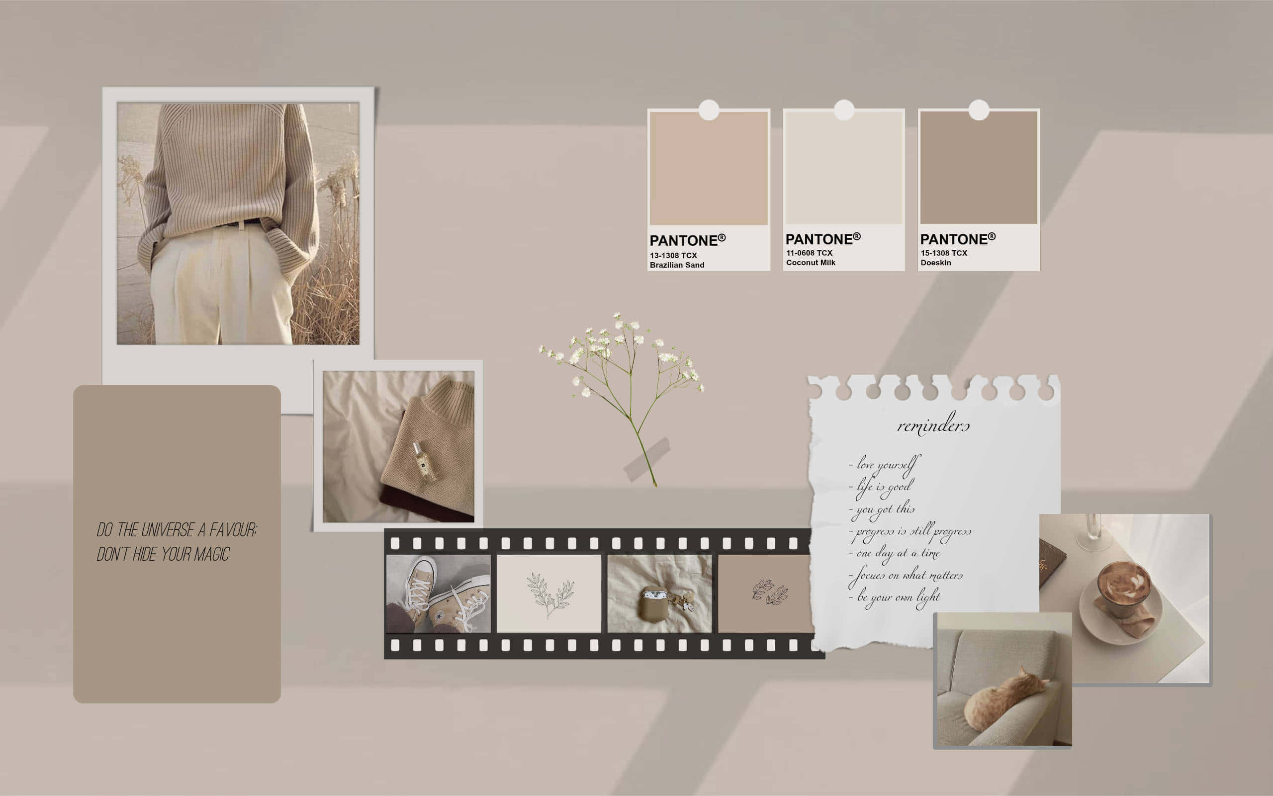 Life Is Good, beige, collage, 2K Desktop Wallpaper
