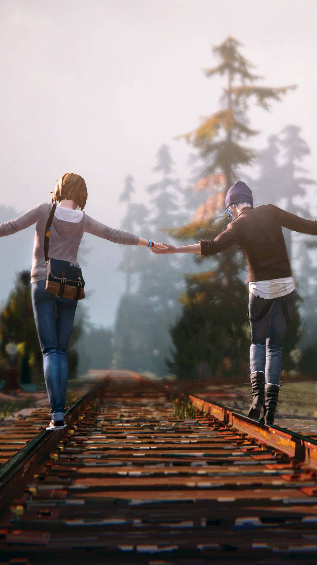 Life Is Strange, friends at track, rusty train tracks, Full HD Phone Wallpaper