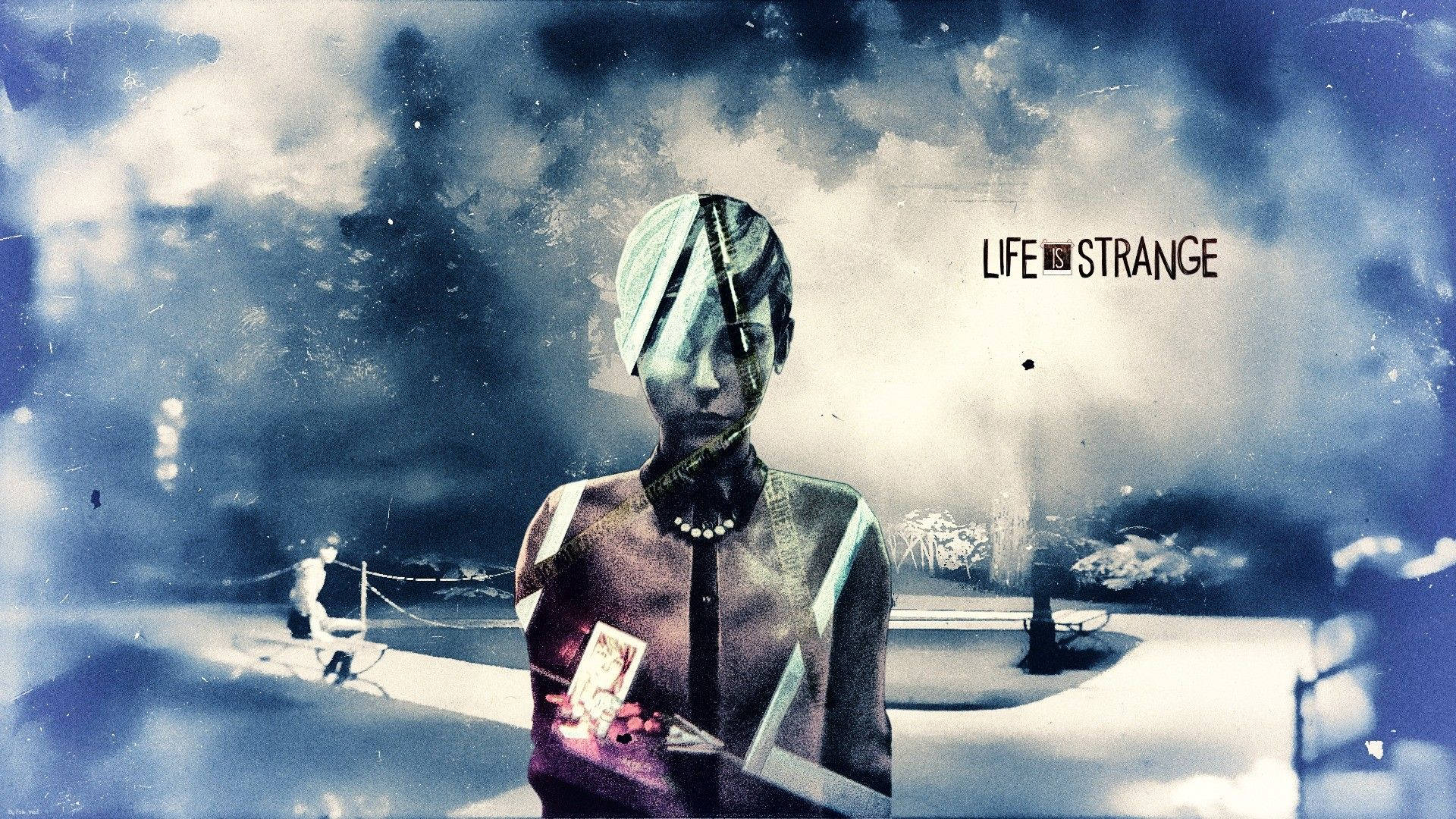 Life Is Strange, geometric face overlays, snowy landscape, Full HD Desktop Wallpaper