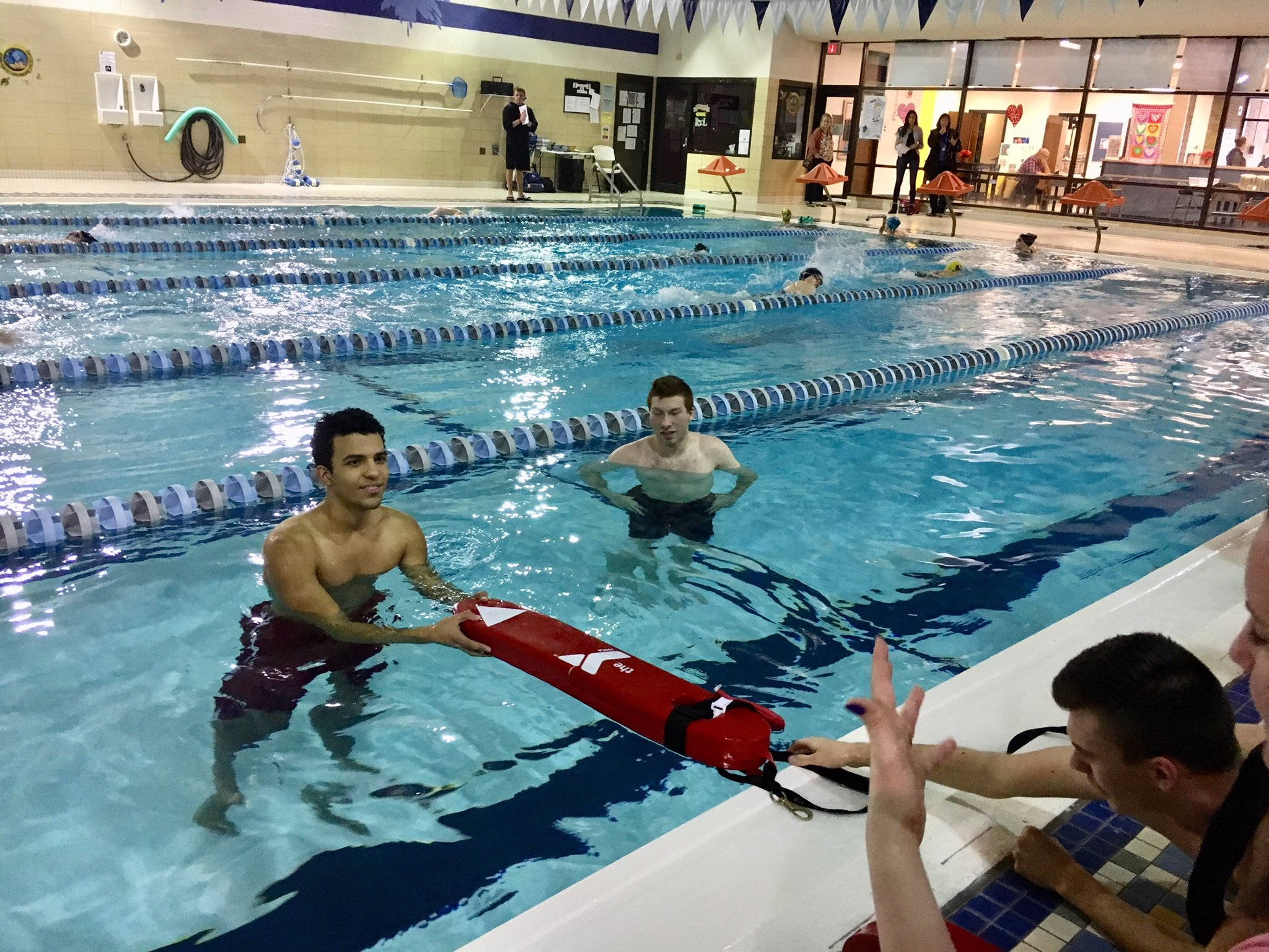 Lifeguard, summer lifeguarding class, indoor pool, Full HD Desktop Wallpaper