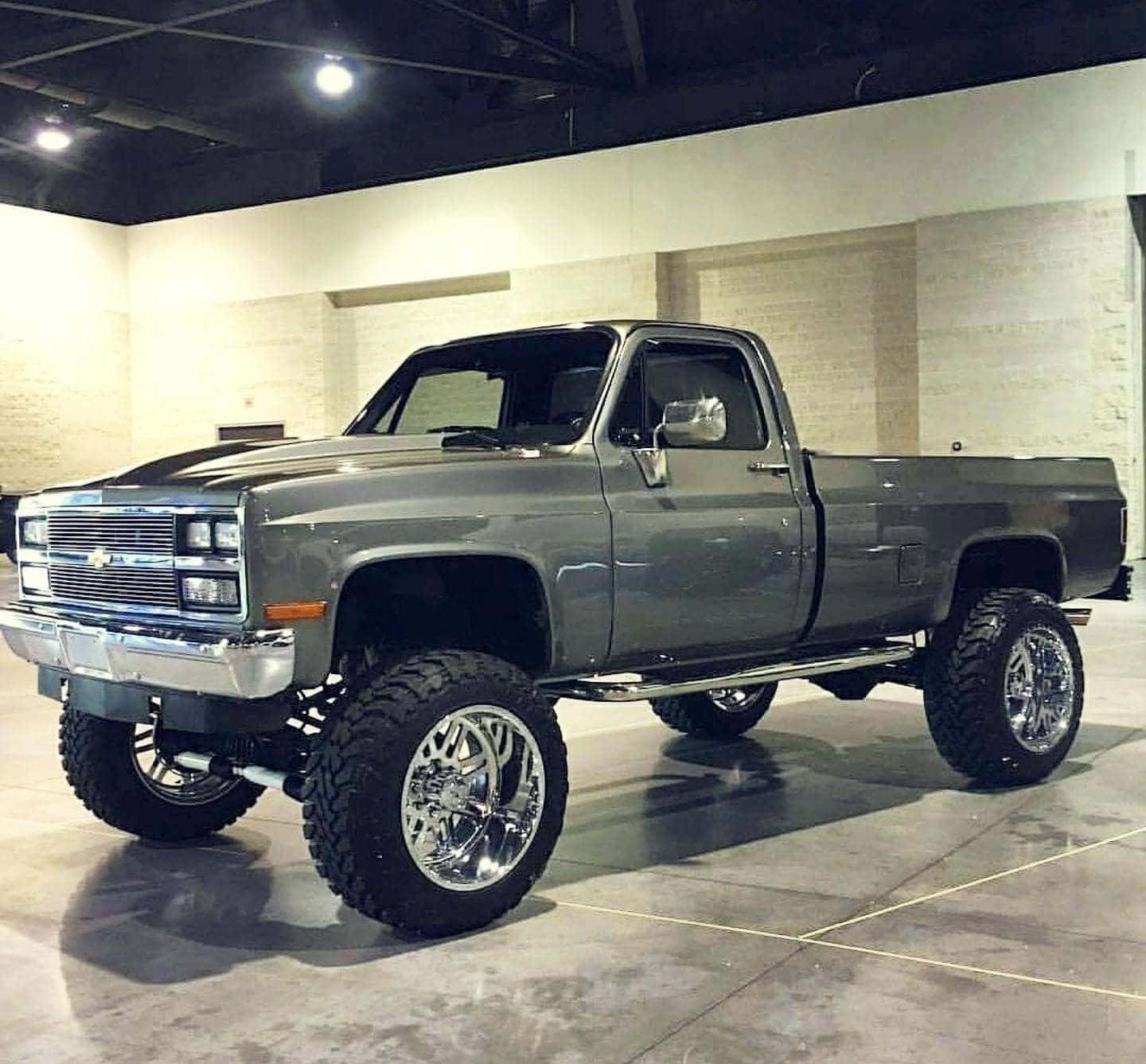 classic square body chevrolet truck, lifted, gray, HD Desktop Wallpaper