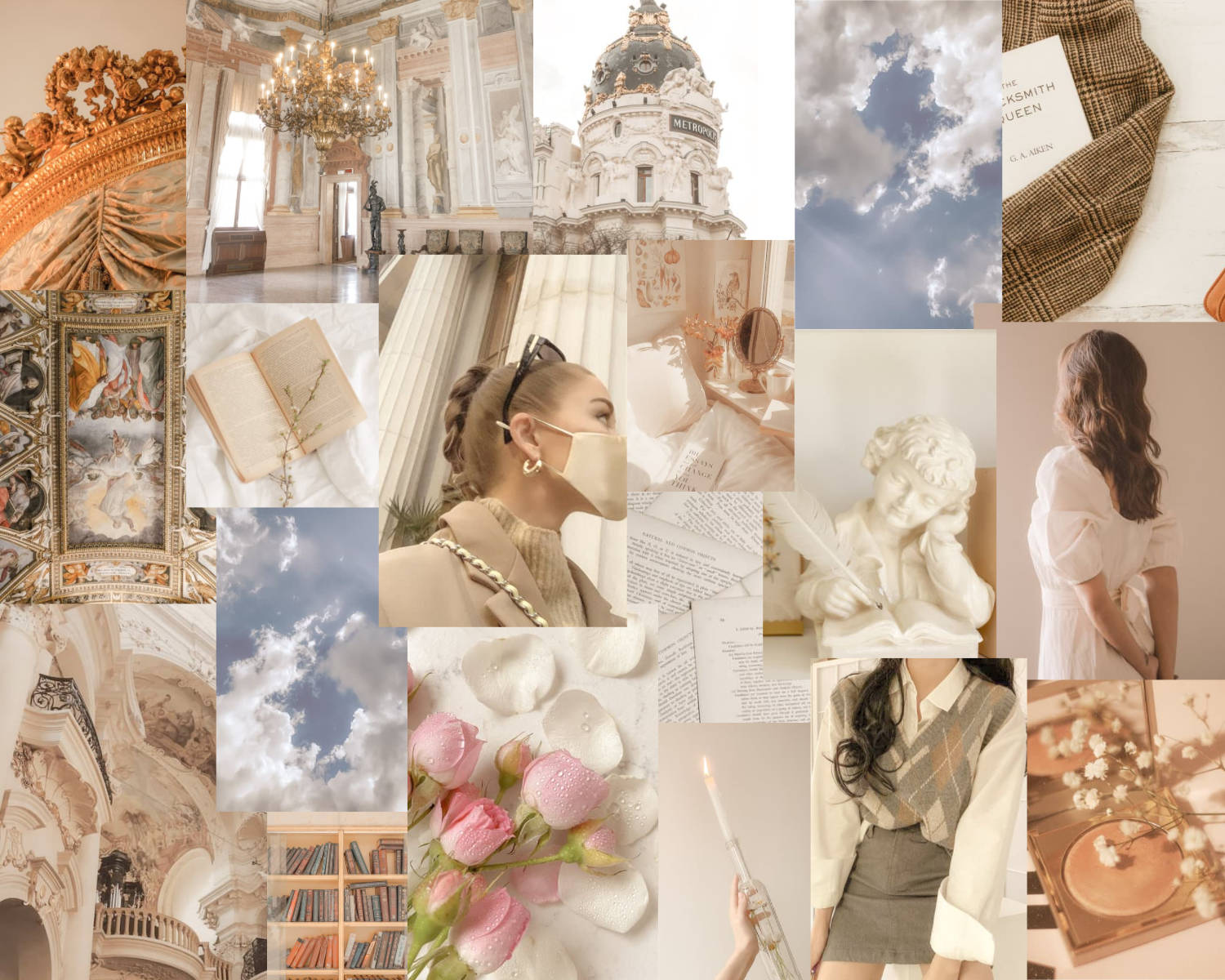 Light Academia, pastel, elegant interiors, HD Desktop Wallpaper