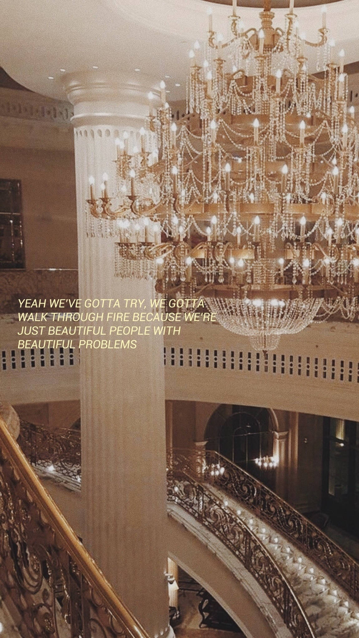 Light Academia, crystal chandelier, sweeping staircase, Full HD Phone Wallpaper