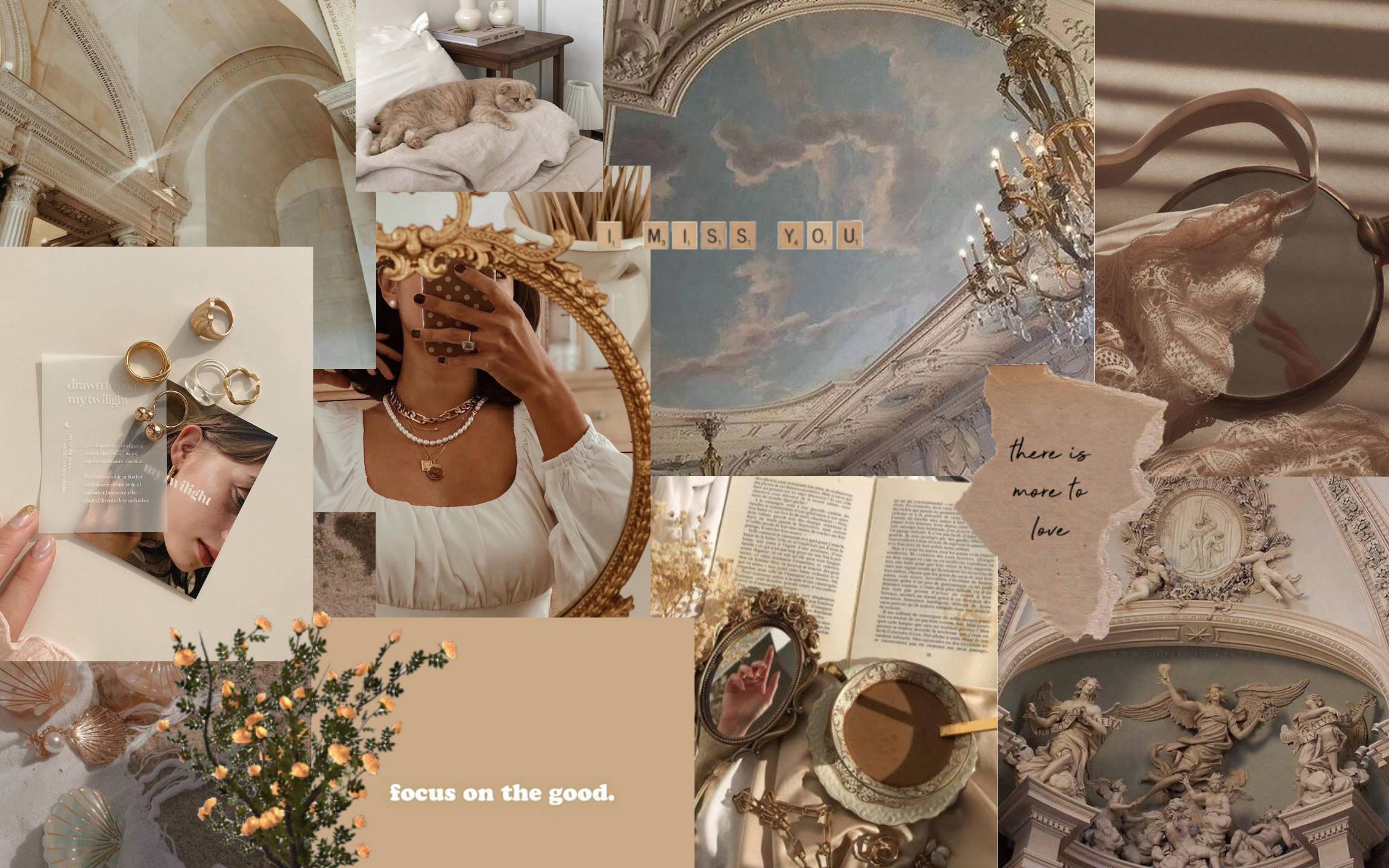 Light Academia, vintage-inspired scenes, ornate mirrors, Full HD Desktop Wallpaper