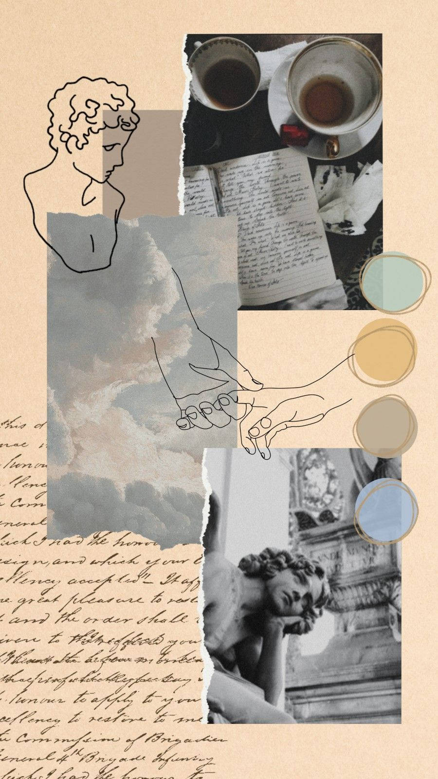 Light Academia, vintage elements, coffee cups, HD Phone Wallpaper