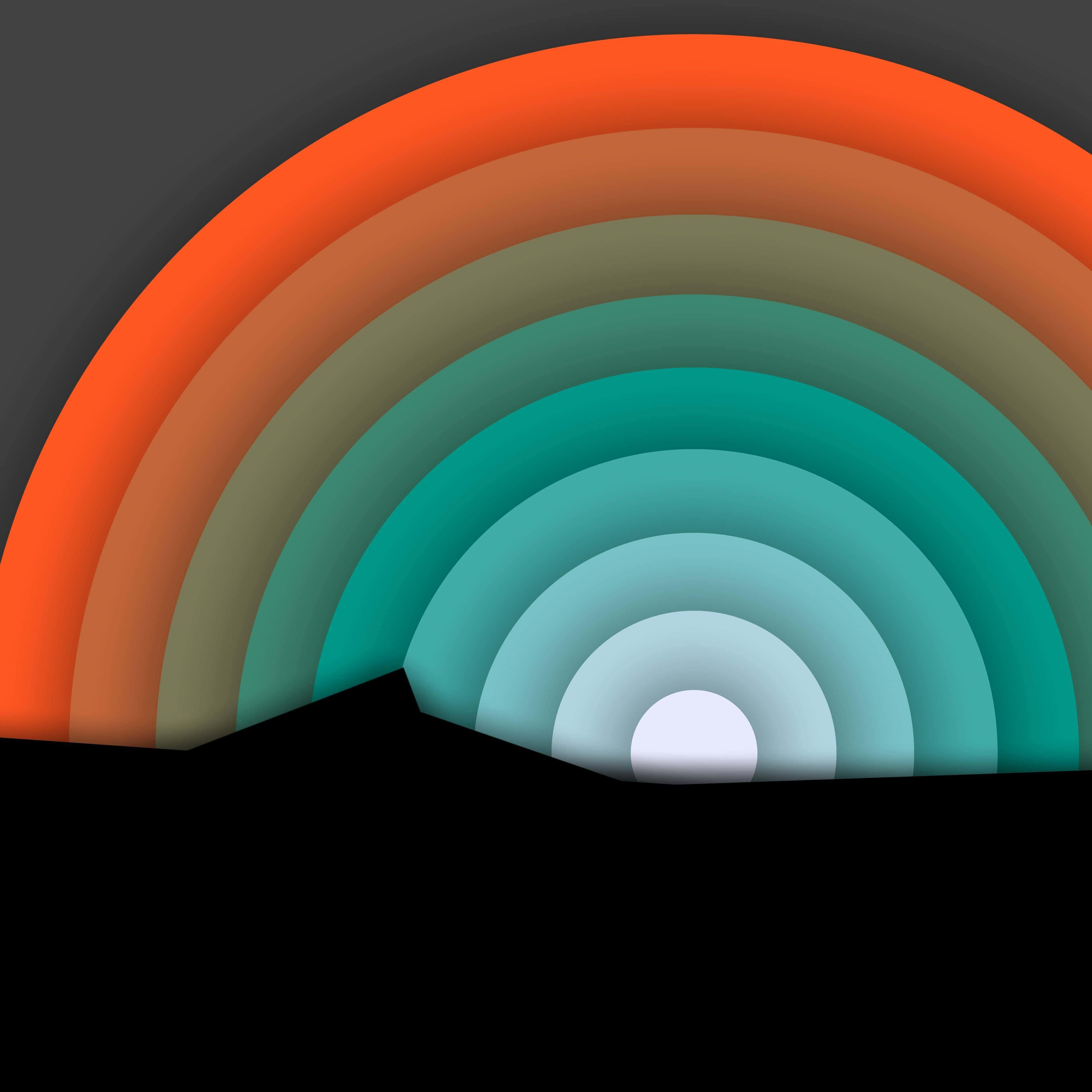 rainbow, black horizon, orange to teal gradient, 4K Desktop Wallpaper