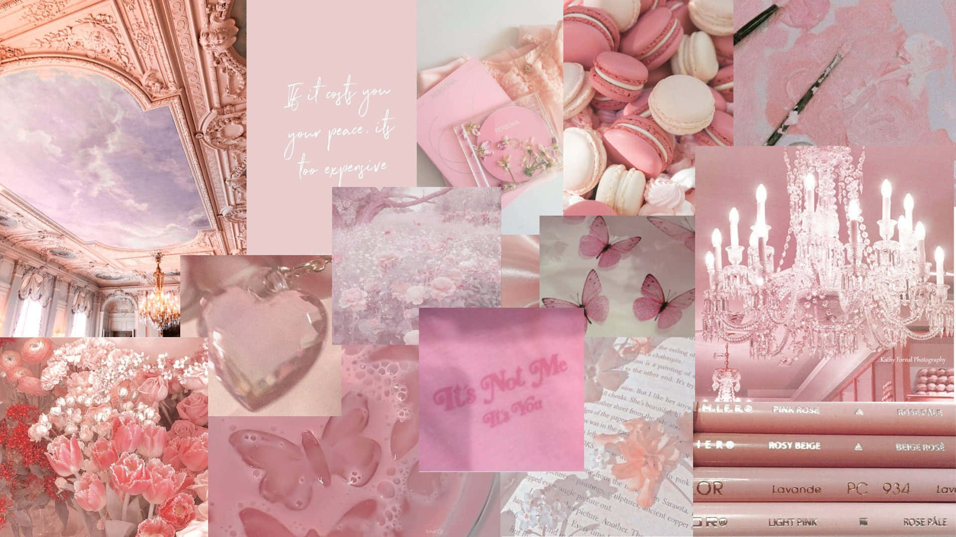 light pink aesthetic, dreamy pink collage, ornate ceilings, Full HD Desktop Wallpaper