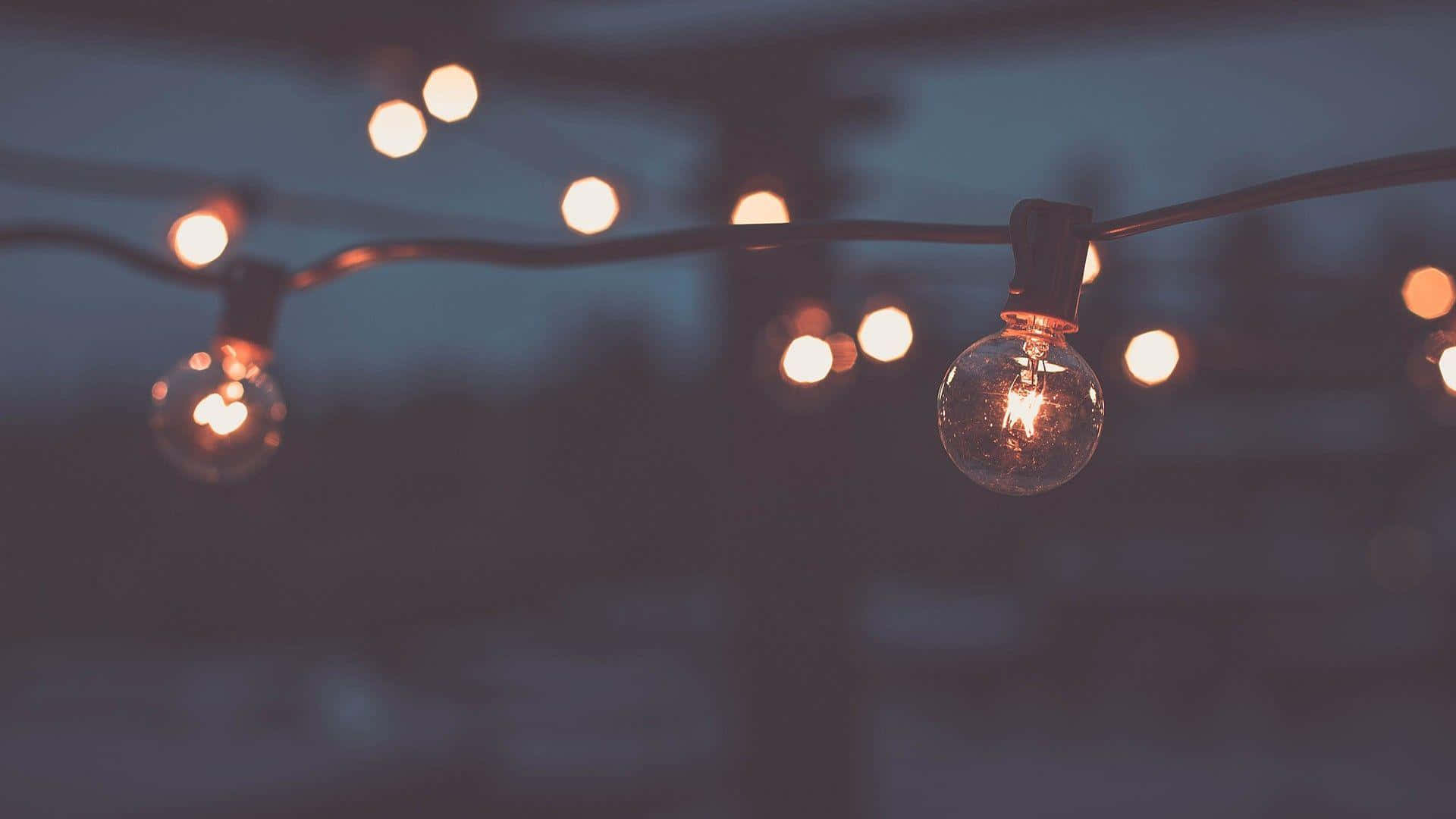 twilight glow string lights, vintage filament bulbs, dusky twilight sky, Full HD Desktop Wallpaper