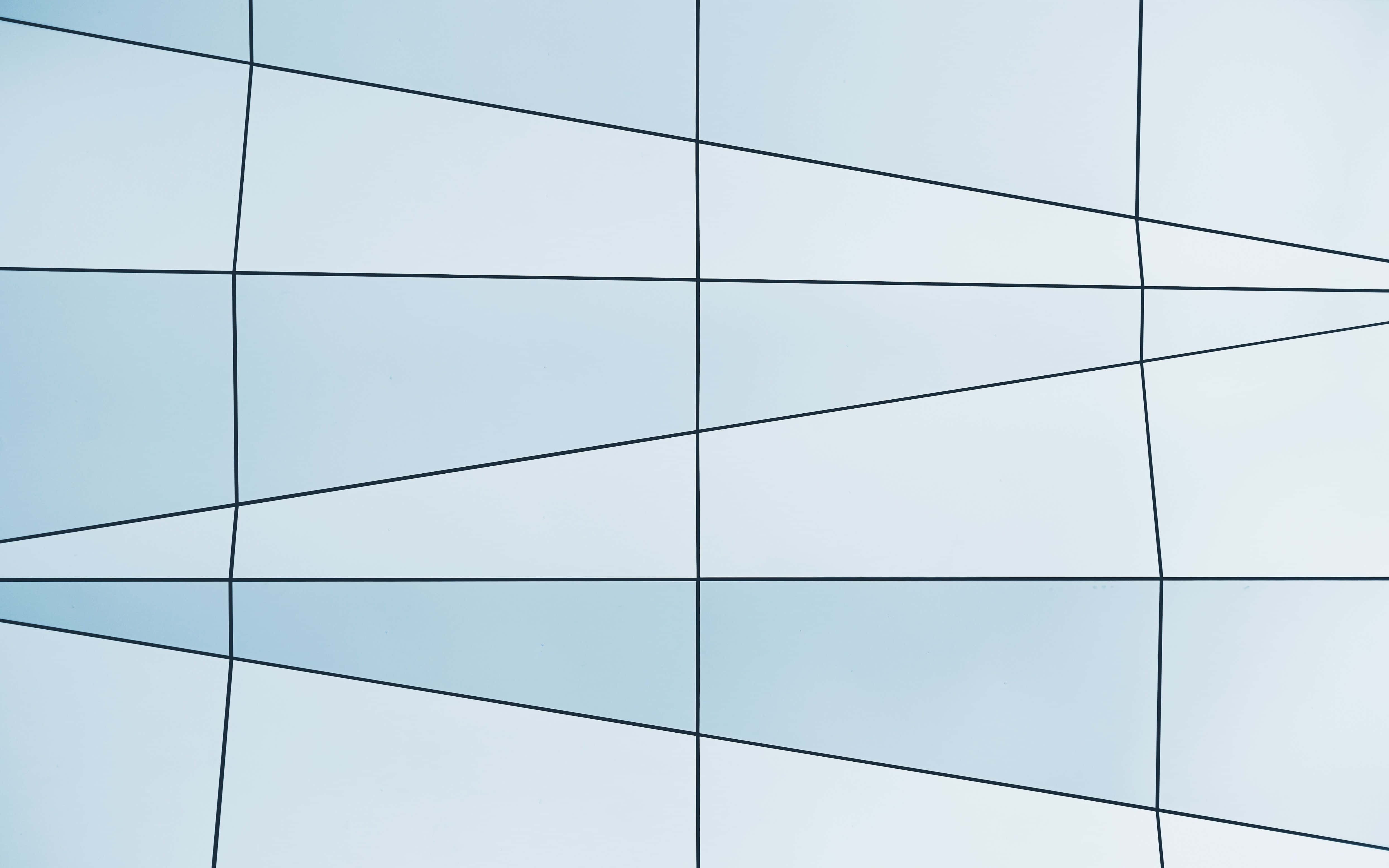 light blue glass panels, dark lines, geometric grid, 4K Desktop Wallpaper