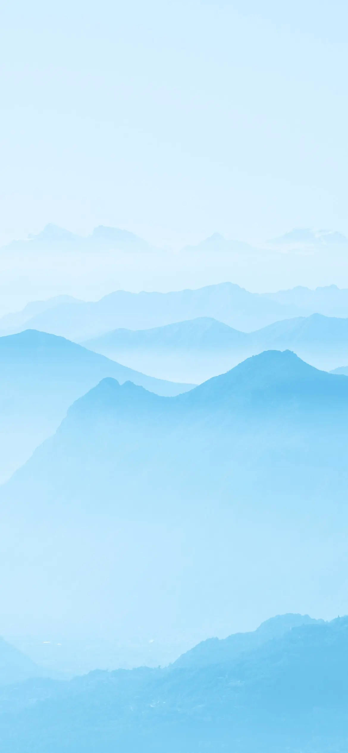 Light Blue Phone, foggy mountains, layered mountain ranges, Full HD Phone Wallpaper