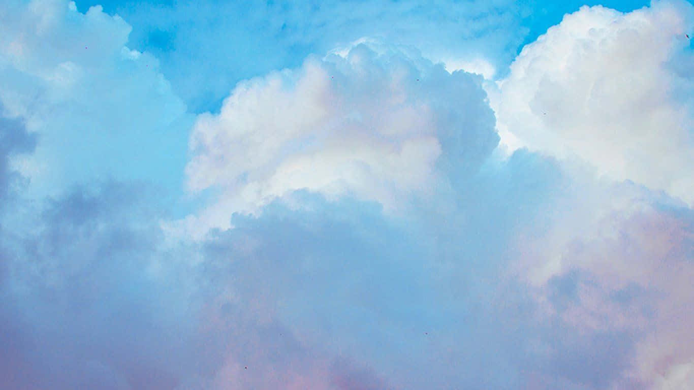 light blue aesthetic laptop, fluffy white clouds, soft pink and blue hues, HD Desktop Wallpaper