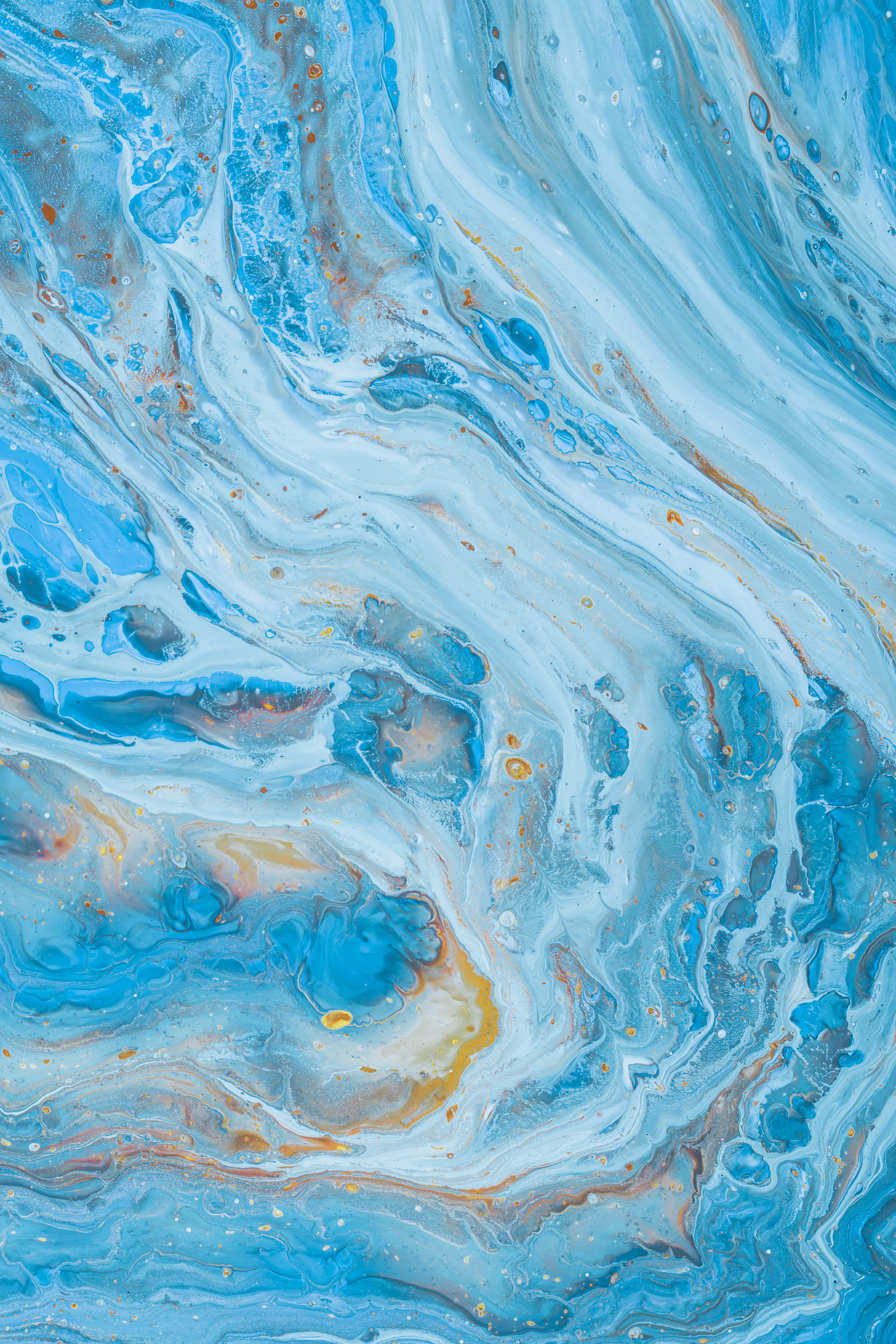 Light Blue Marble, yellow, light blue, 5K Phone Wallpaper