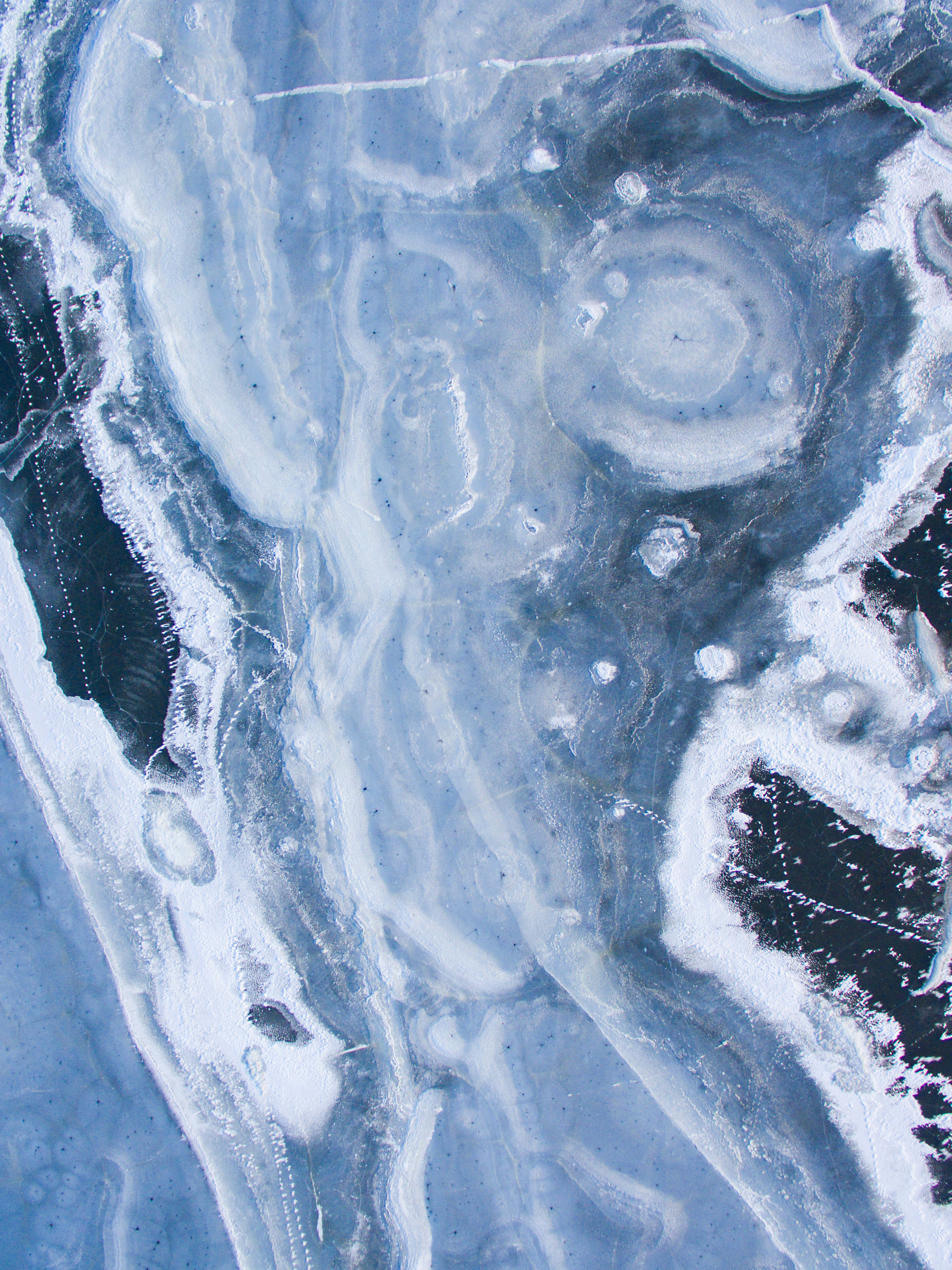 light blue marble, blue and white ice, frozen lake ice, 4K Phone Wallpaper