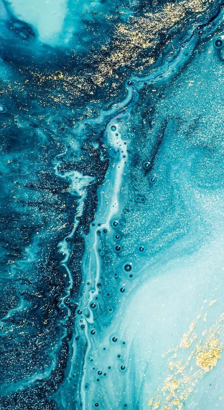 glitter marble, blue and gold abstract, swirling patterns, HD Phone Wallpaper