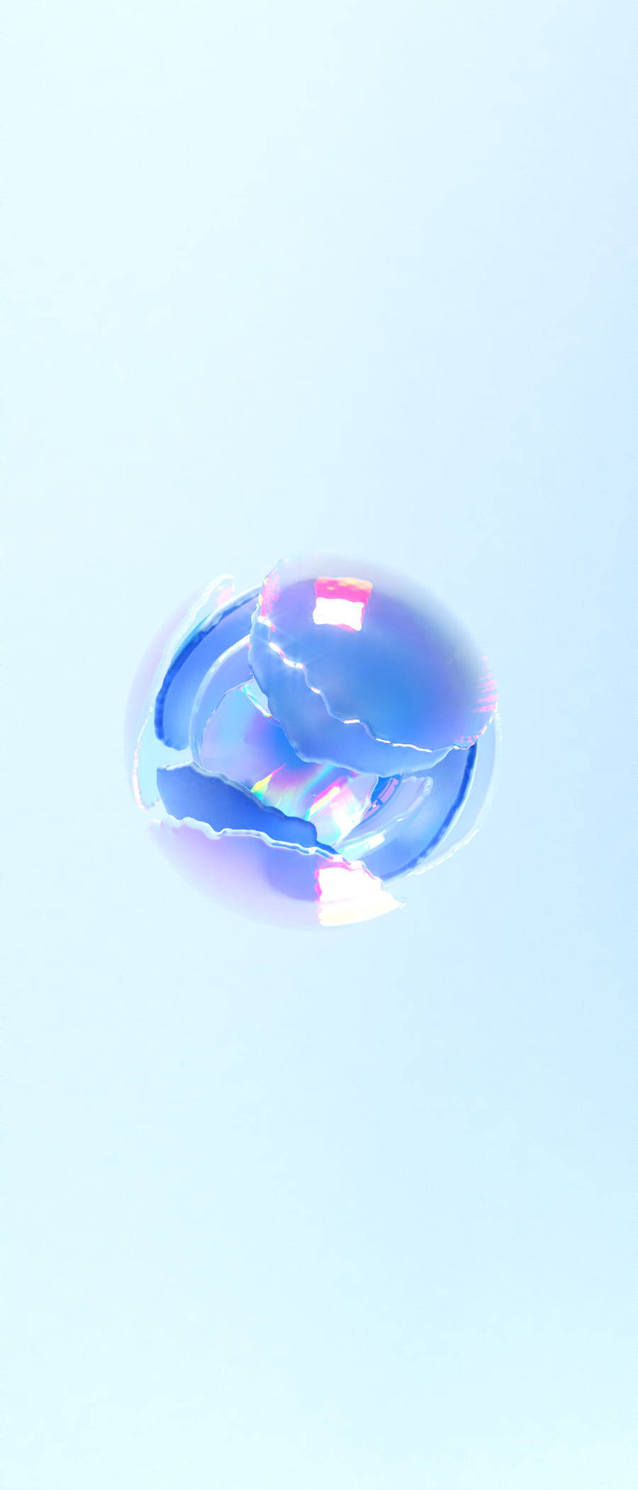 Light Blue Phone, cracked marble, iridescent sphere, Full HD Phone Wallpaper