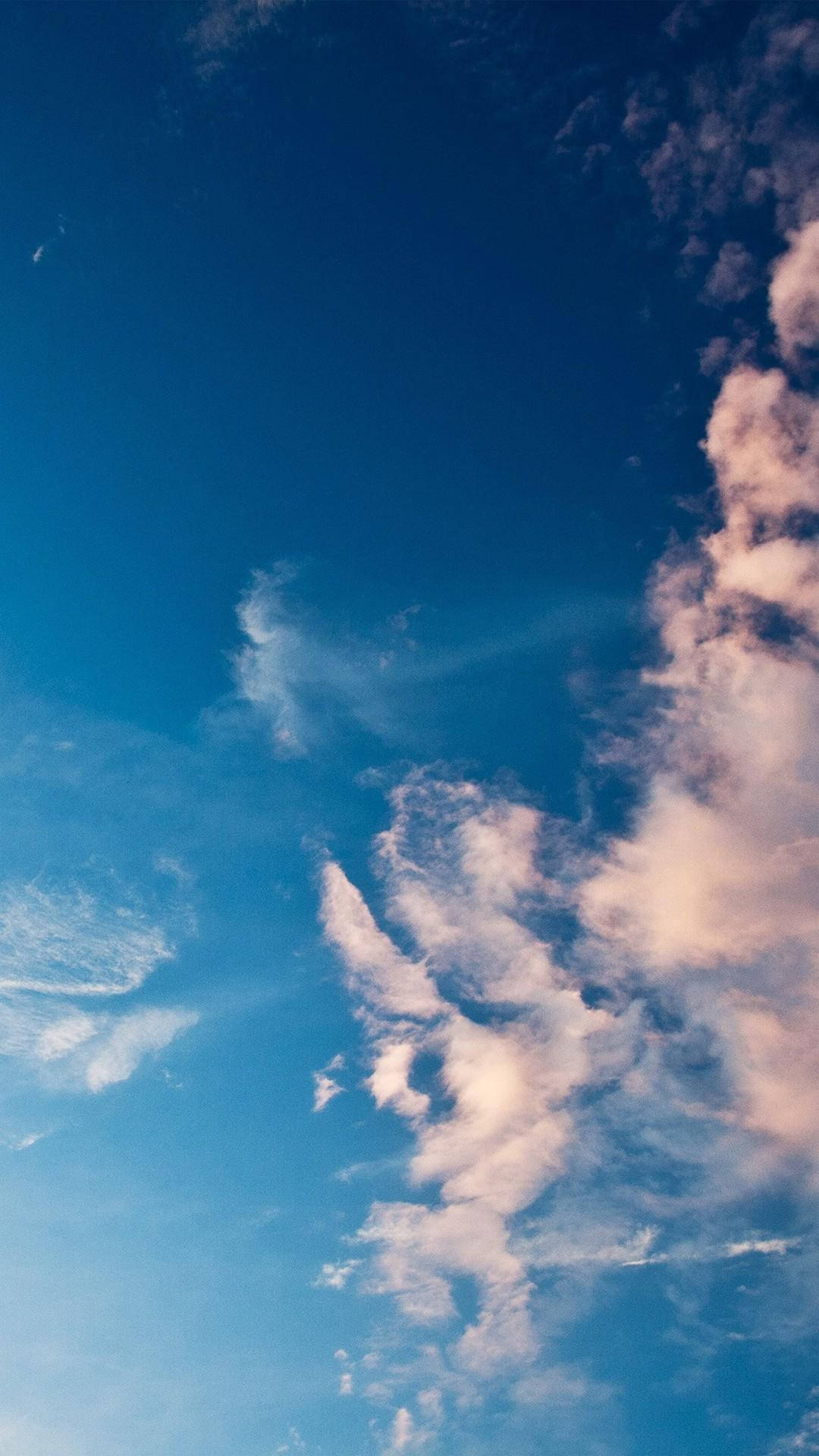 light blue phone, cerulean sky, wispy white clouds, Full HD Phone Wallpaper