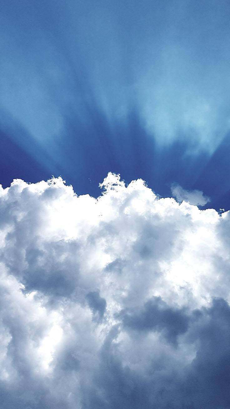 light blue phone, sky, sunlight beams, HD Phone Wallpaper