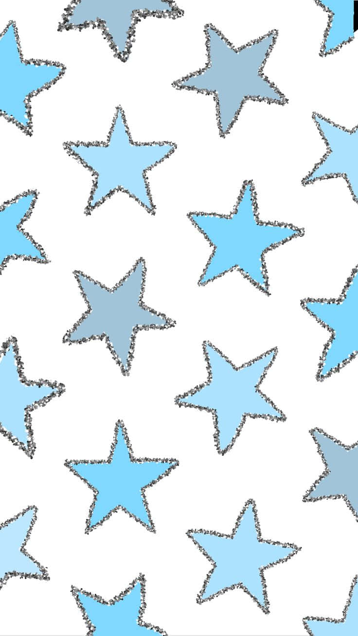 light blue, star pattern, glittery black outlines, HD Phone Wallpaper