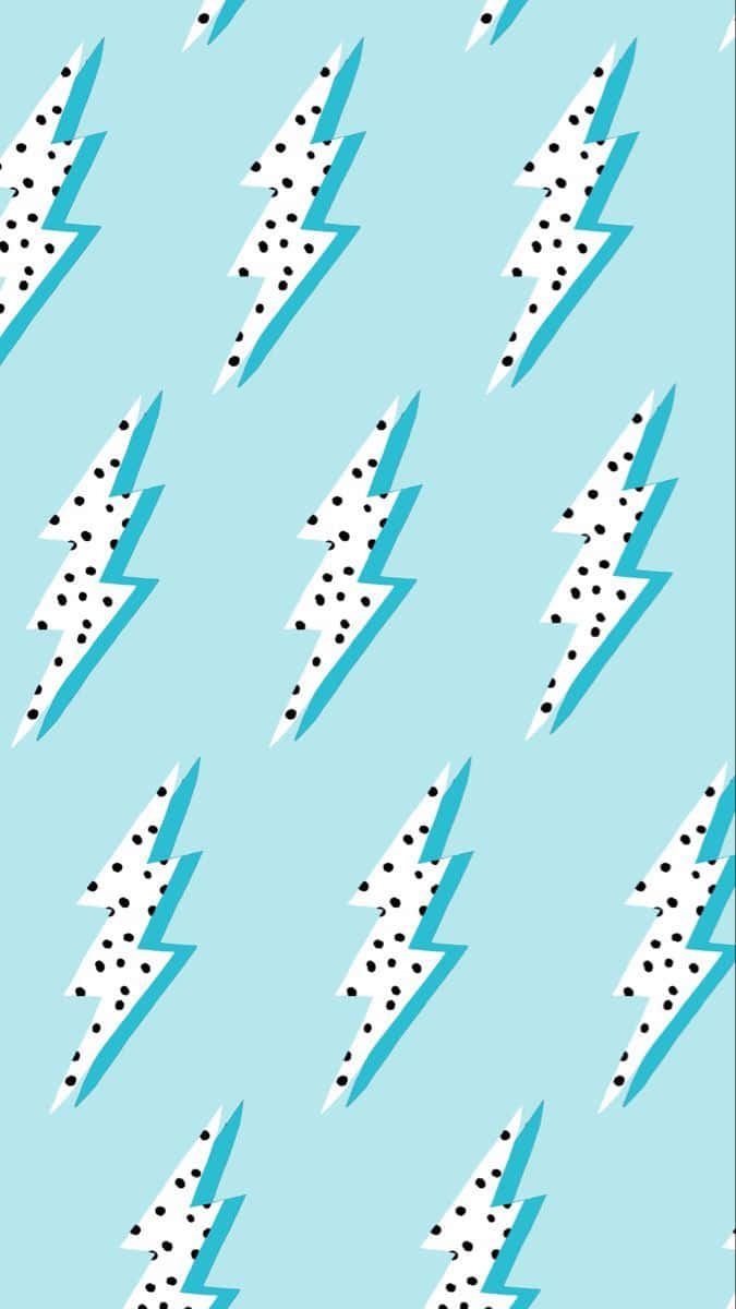 light blue preppy, lightning bolts pattern, white lightning bolts, SD Phone Wallpaper
