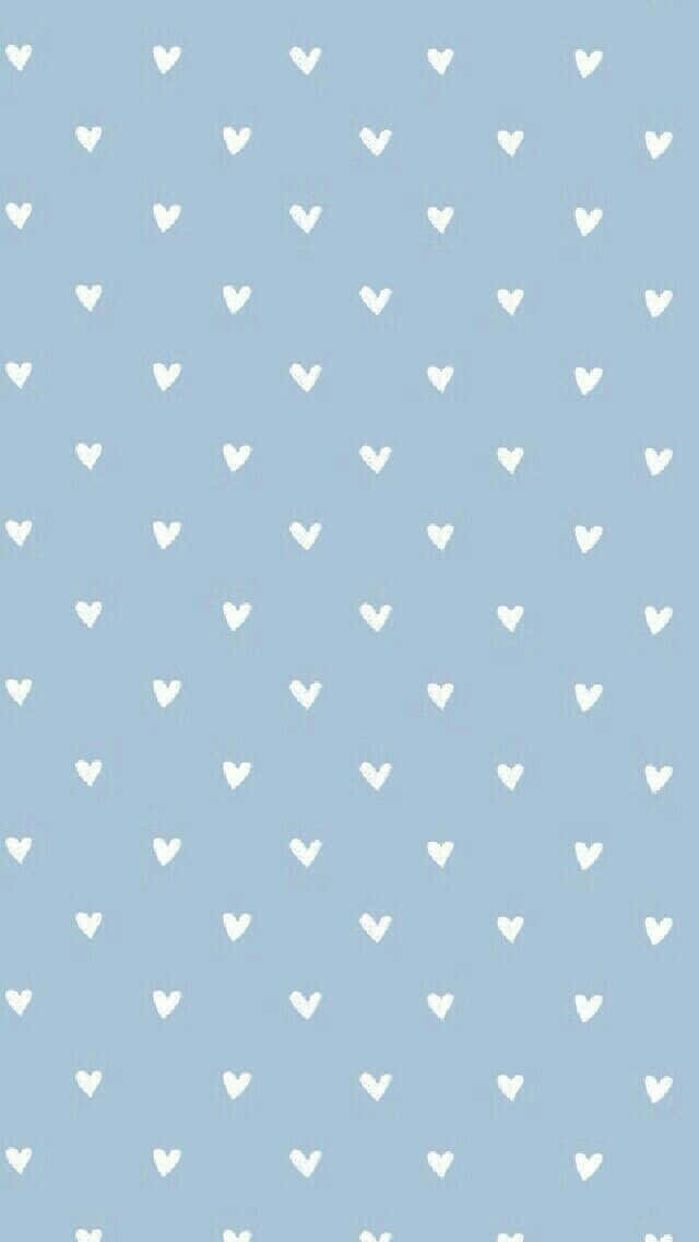 light blue, heart pattern, white hearts, SD Phone Wallpaper