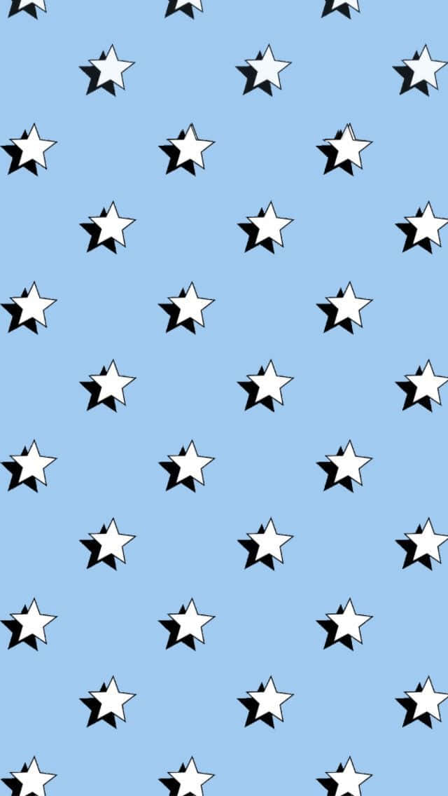 light blue background, white stars, black outlines, SD Phone Wallpaper