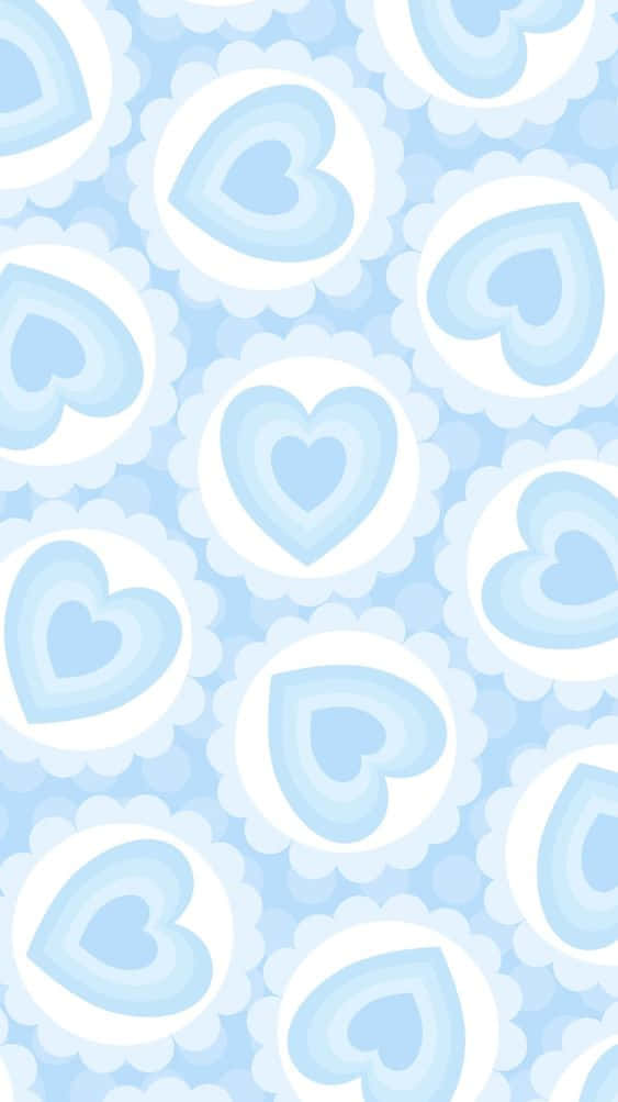 light blue heart pattern, white scalloped frames, soft blue background, SD Phone Wallpaper